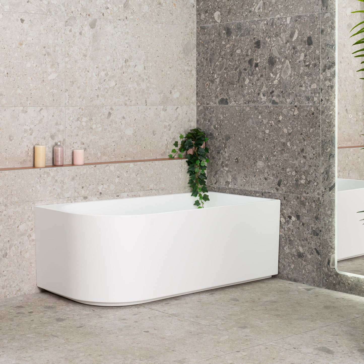 Arco 59 inch Acrylic Freestanding Right Corner Bathtub, Matte White