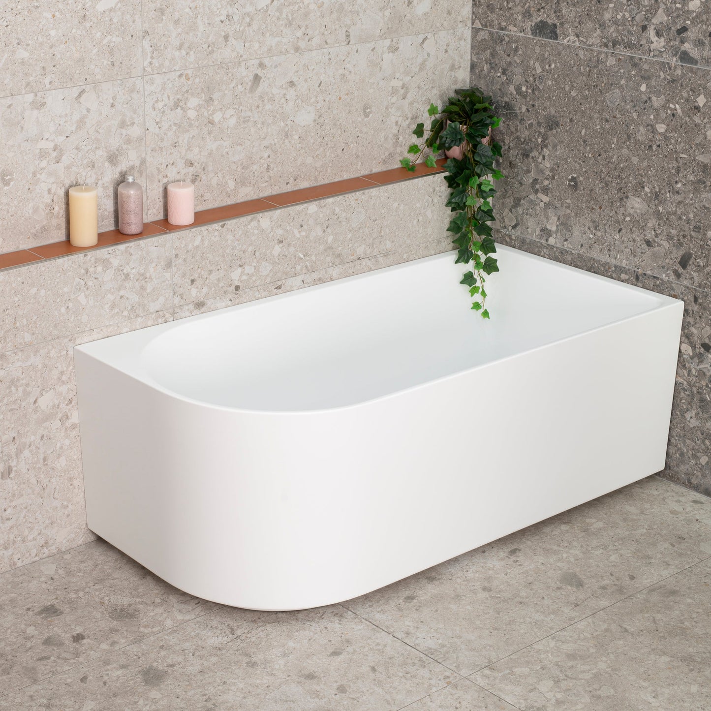Arco 59 inch Acrylic Freestanding Right Corner Bathtub, Matte White