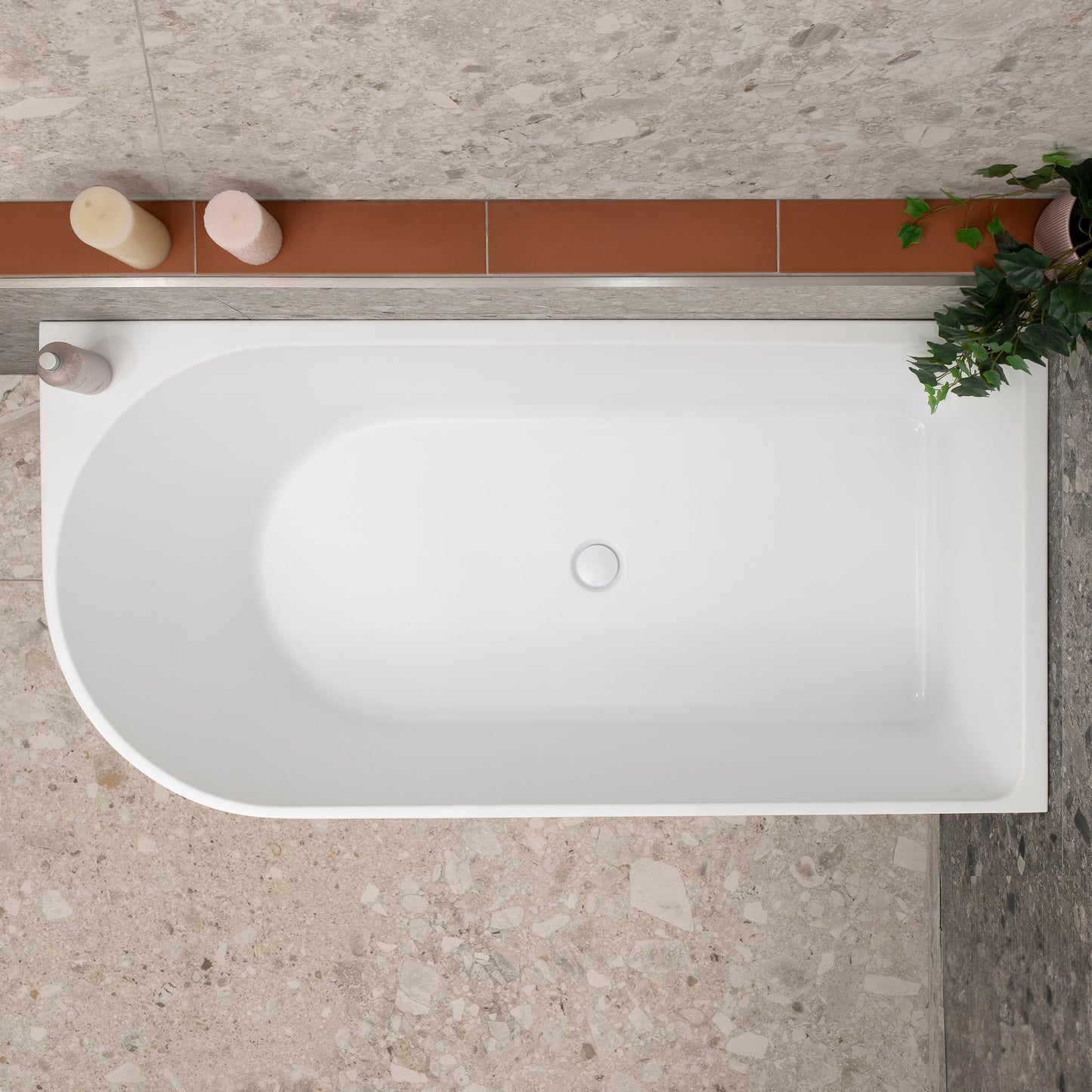 Arco 59 inch Acrylic Freestanding Right Corner Bathtub, Matte White