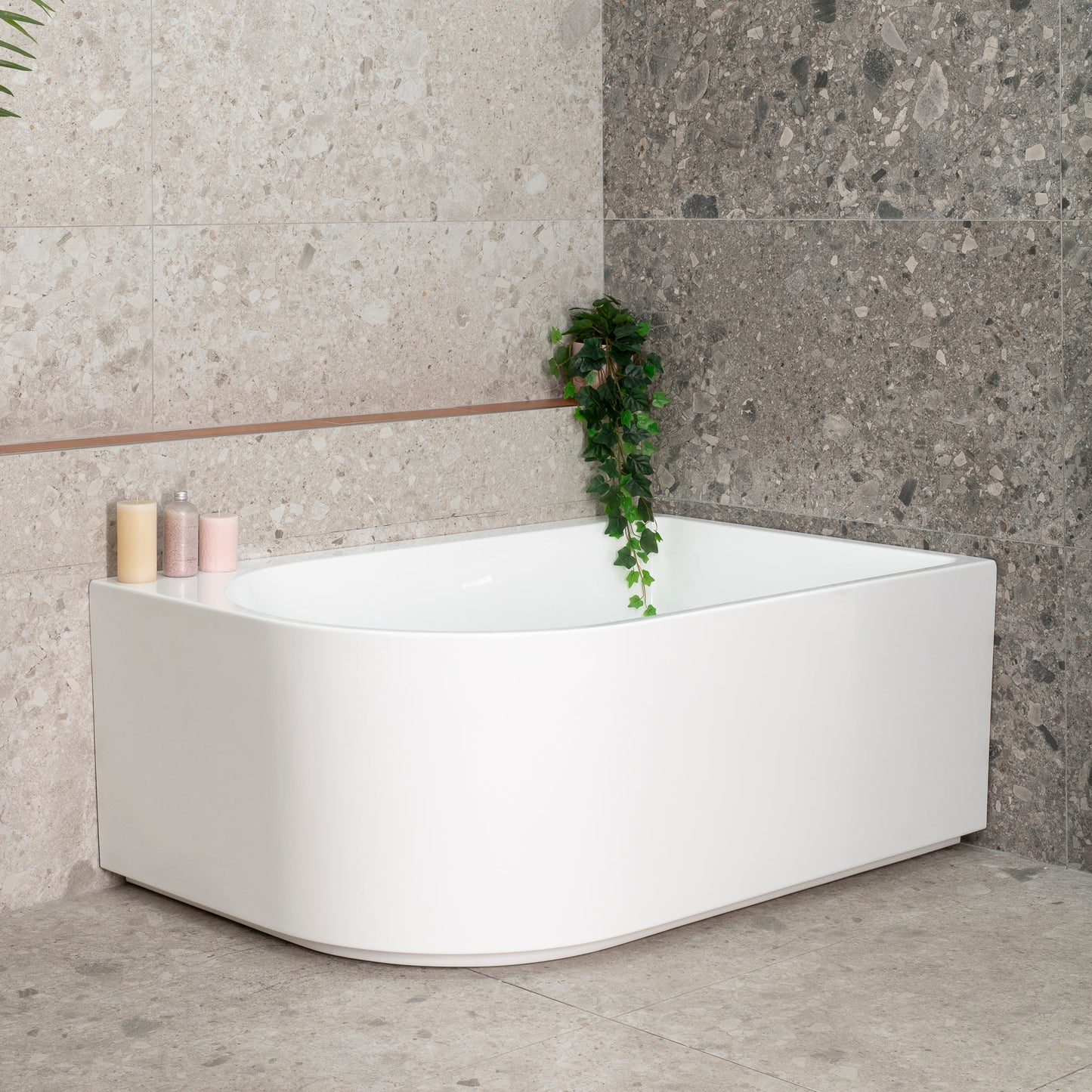 Arco Plus 55 inch Acrylic Freestanding Right Corner Bathtub, Gloss White