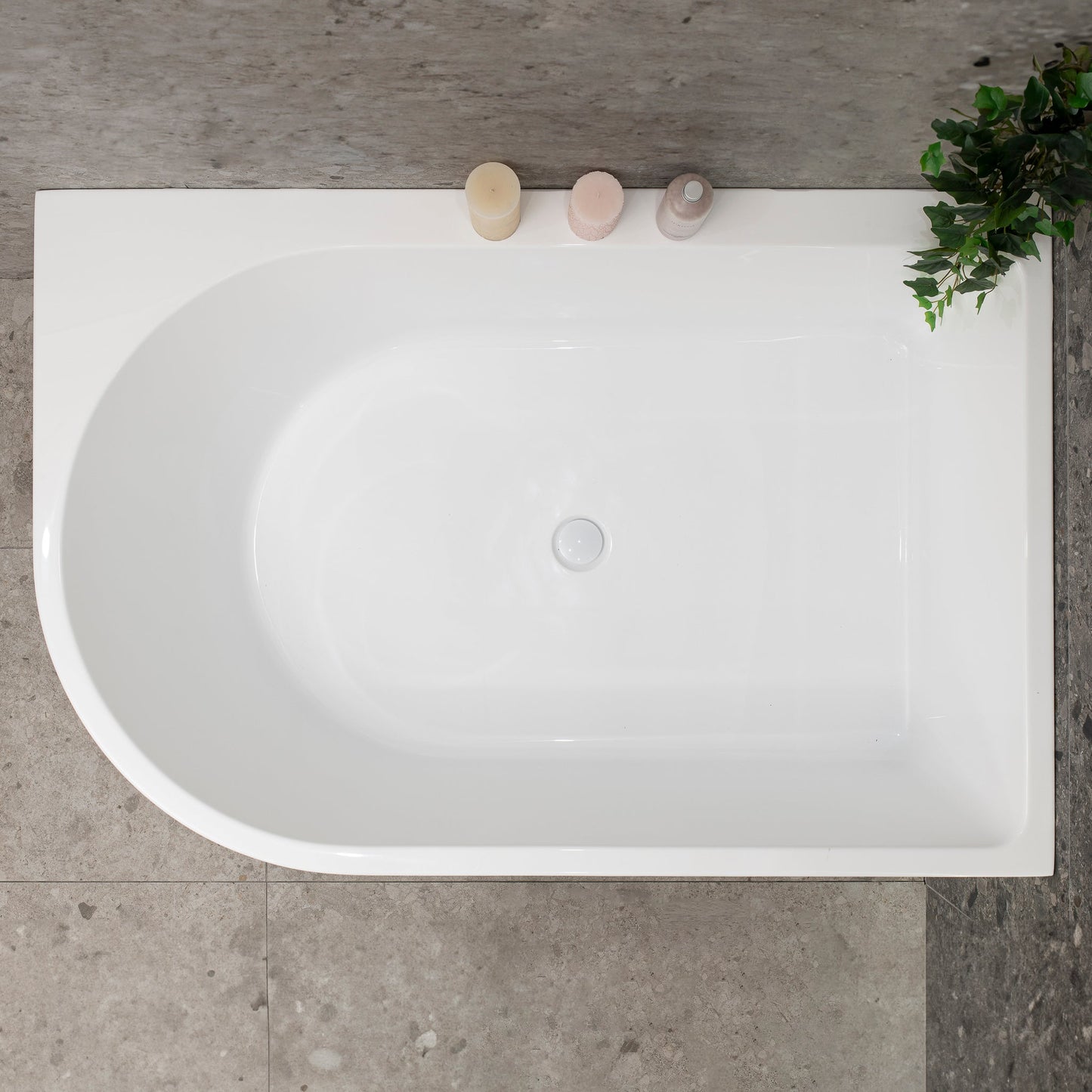Arco Plus 55 inch Acrylic Freestanding Right Corner Bathtub, Gloss White