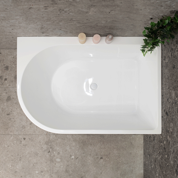 Arco Plus 55 inch Acrylic Freestanding Right Corner Bathtub, Gloss White