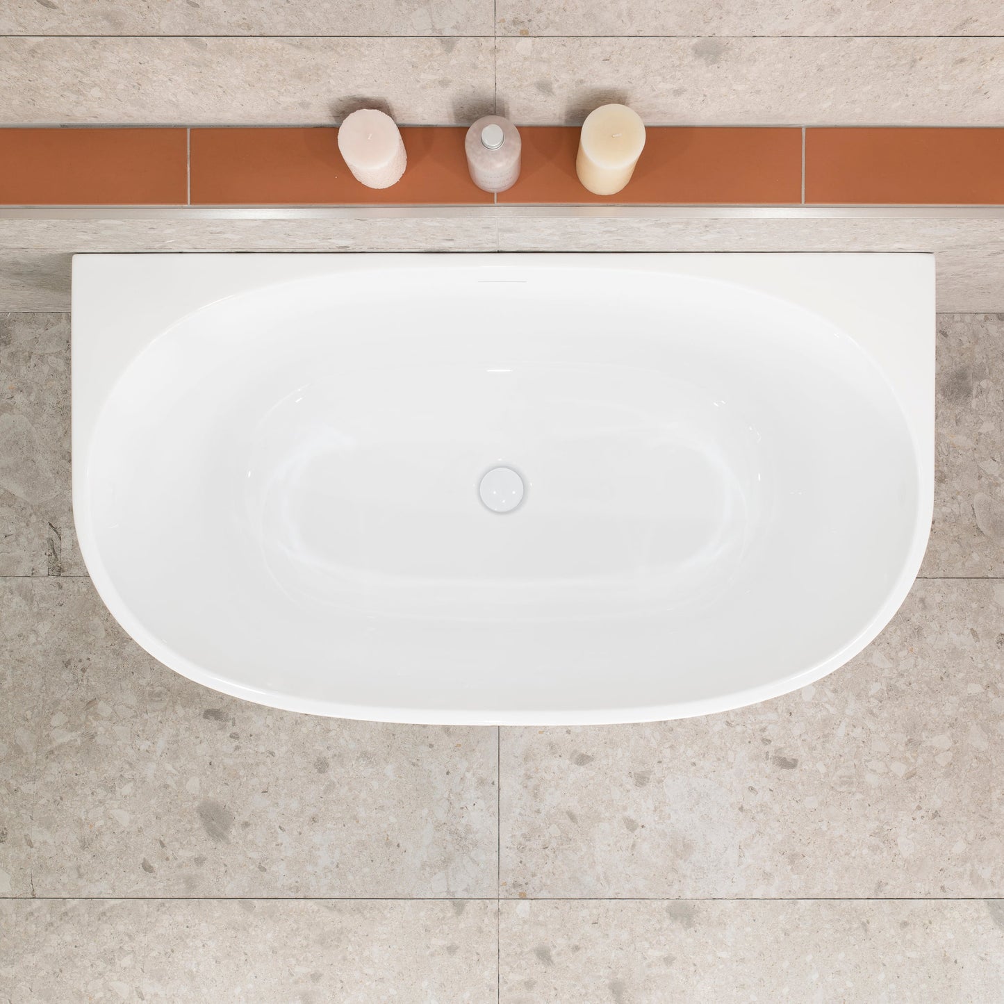 Byron Egg 47 inch Acrylic Freestanding Back to Wall Bathtub, Gloss White