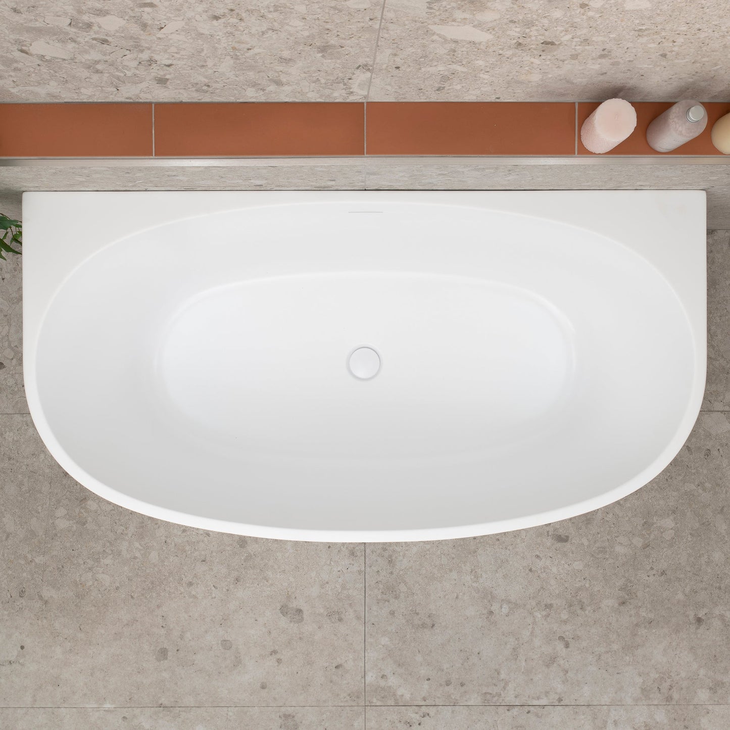 Byron Egg 55 inch Acrylic Freestanding Back to Wall Bathtub, Matte White