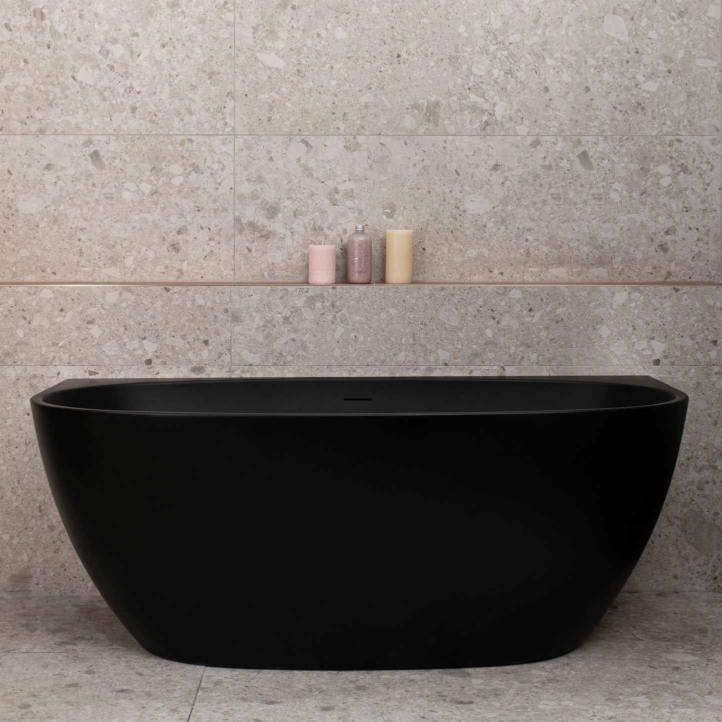 Byron Egg 59 inch Acrylic Freestanding Back to Wall Bathtub, Matte Black