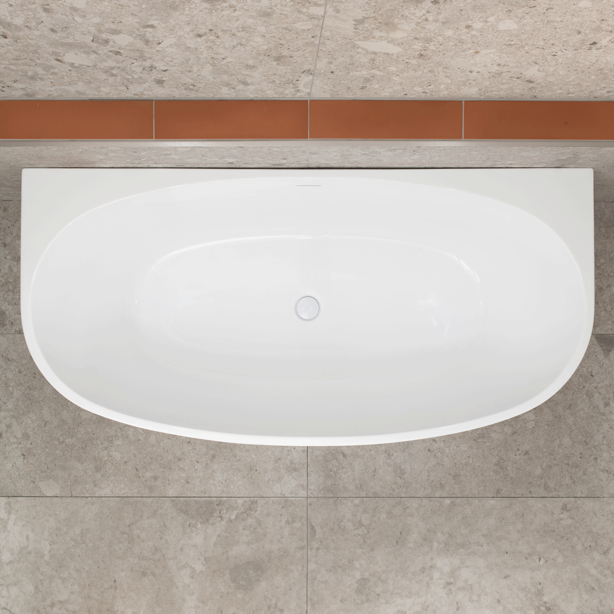 Byron Egg 59 inch Acrylic Freestanding Back to Wall Bathtub, Gloss White
