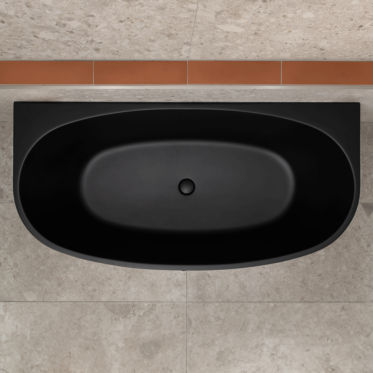 Byron Egg 63 inch Acrylic Freestanding Back to Wall Bathtub, Matte Black