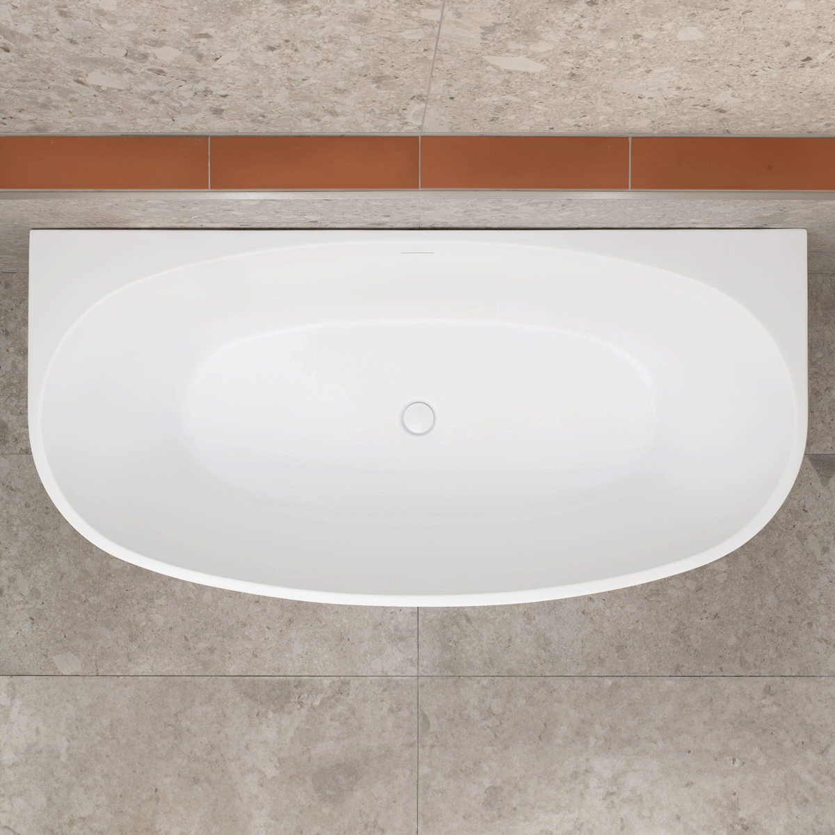Byron Egg 63 inch Acrylic Freestanding Back to Wall Bathtub, Matte White
