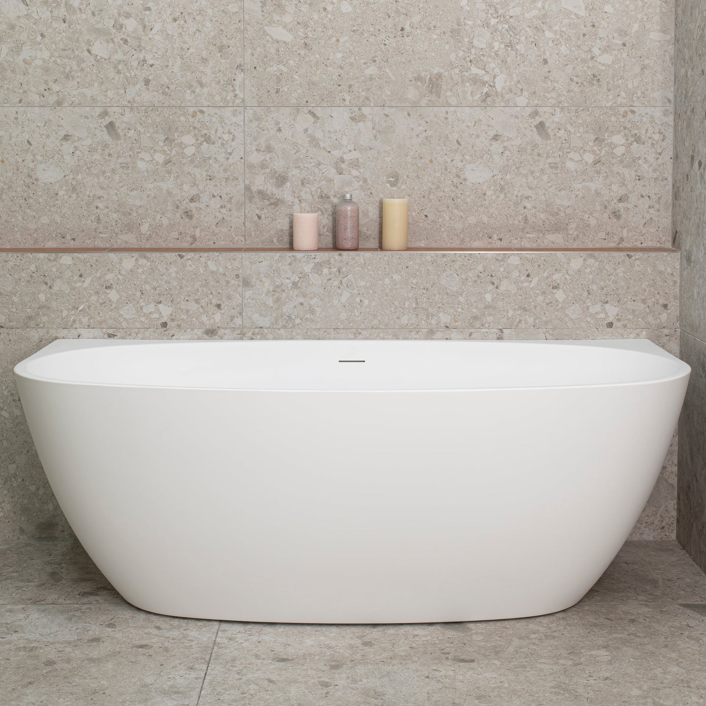 Byron Egg 63 inch Acrylic Freestanding Back to Wall Bathtub, Matte White