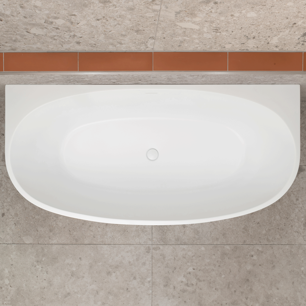Byron Egg 67 inch Acrylic Freestanding Back to Wall Bathtub, Matte White
