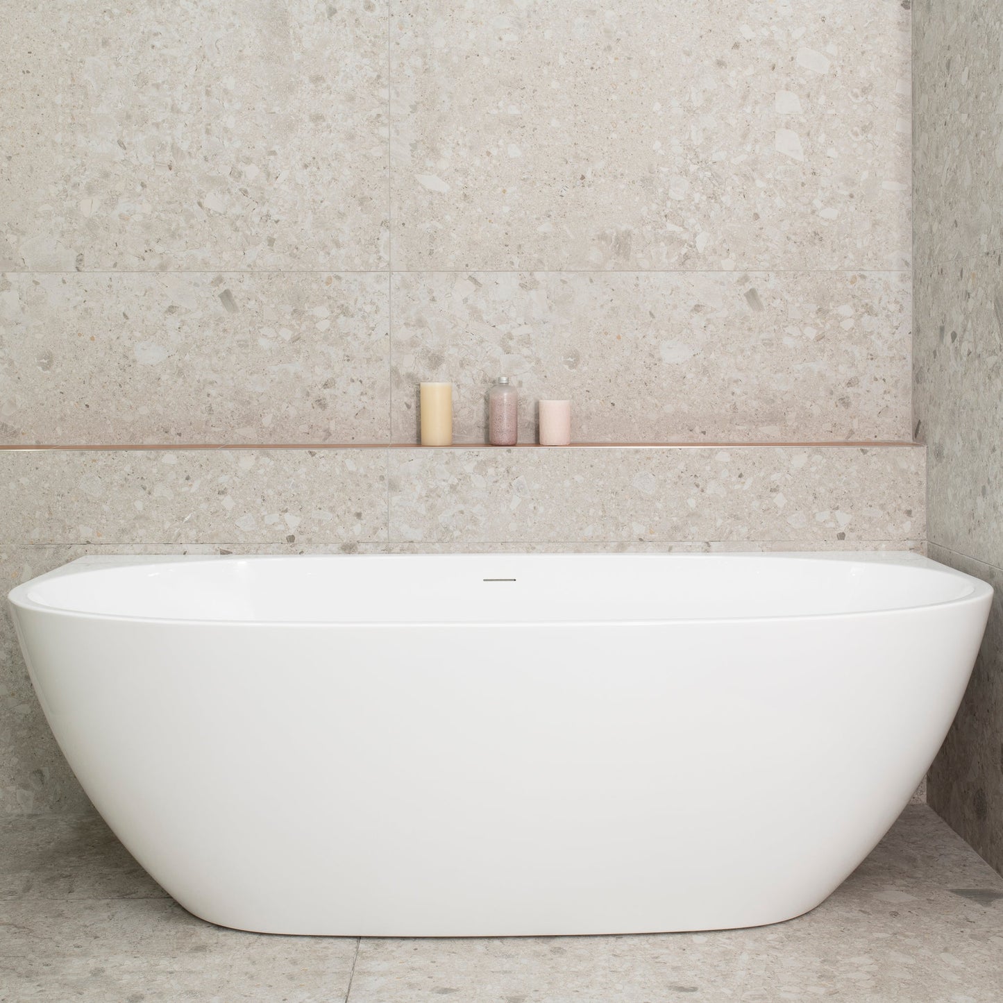 Byron Egg 71 inch Acrylic Freestanding Back to Wall Bathtub, Gloss White