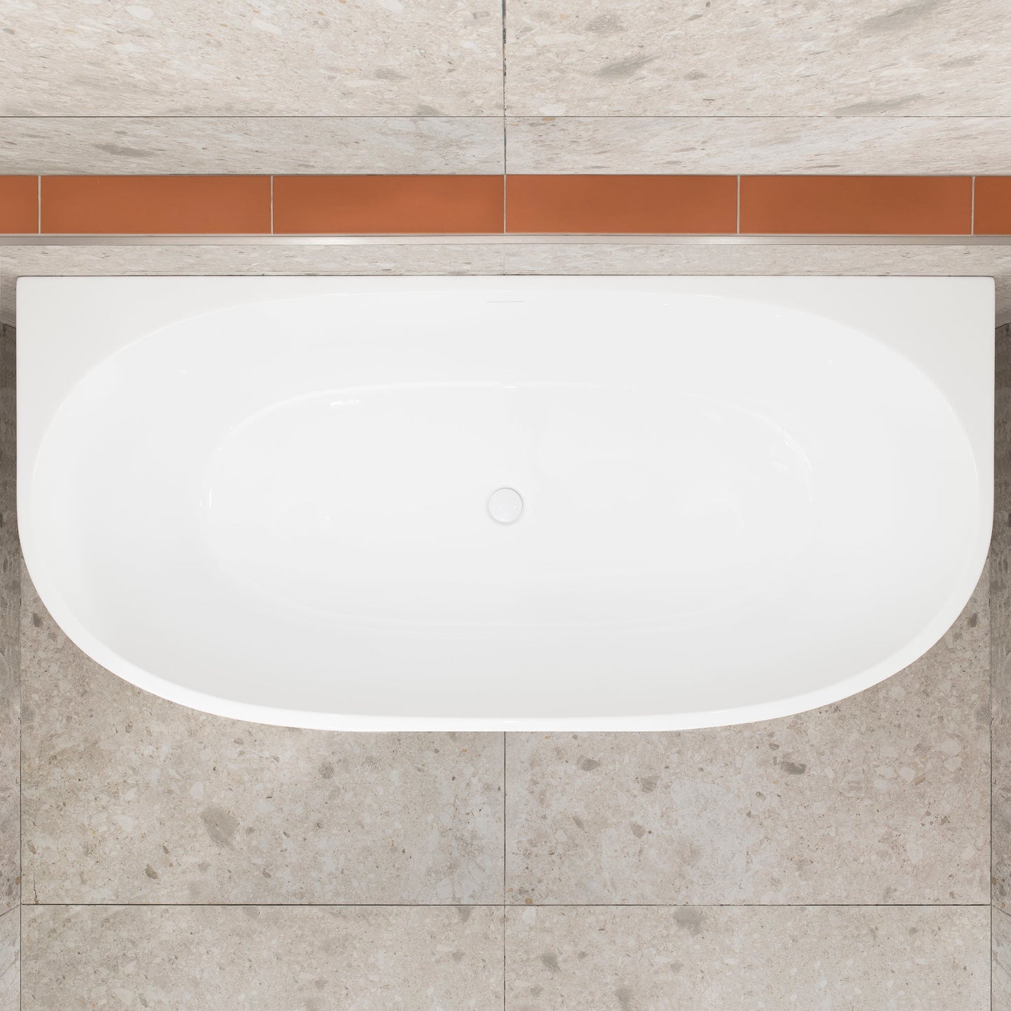 Byron Egg 71 inch Acrylic Freestanding Back to Wall Bathtub, Gloss White