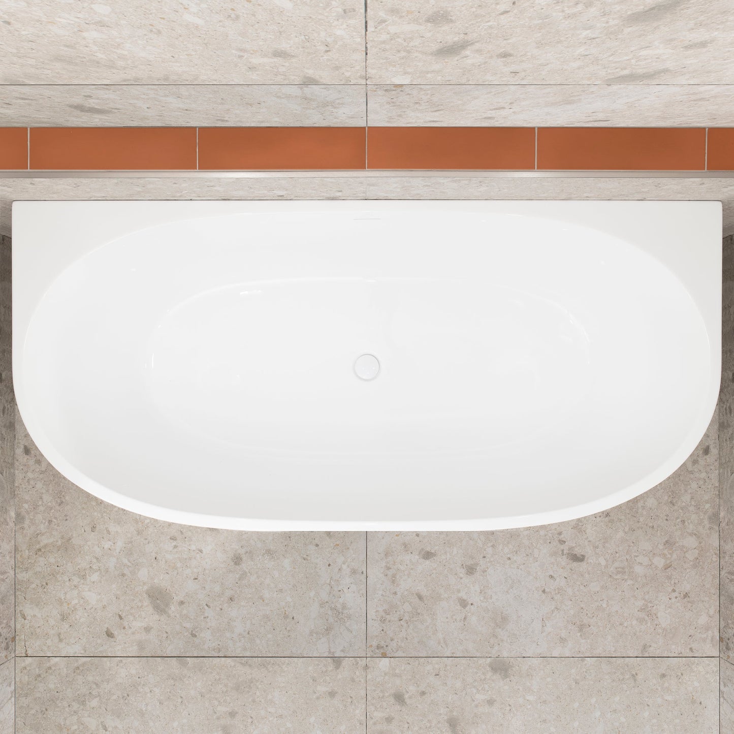 Byron Egg 71 inch Acrylic Freestanding Back to Wall Bathtub, Gloss White