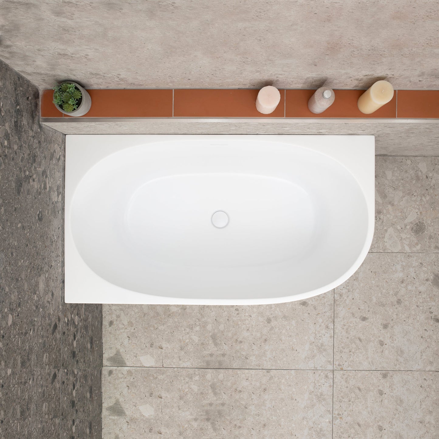 Byron Egg 47 inch Acrylic Freestanding Left Corner Bathtub, Matte White