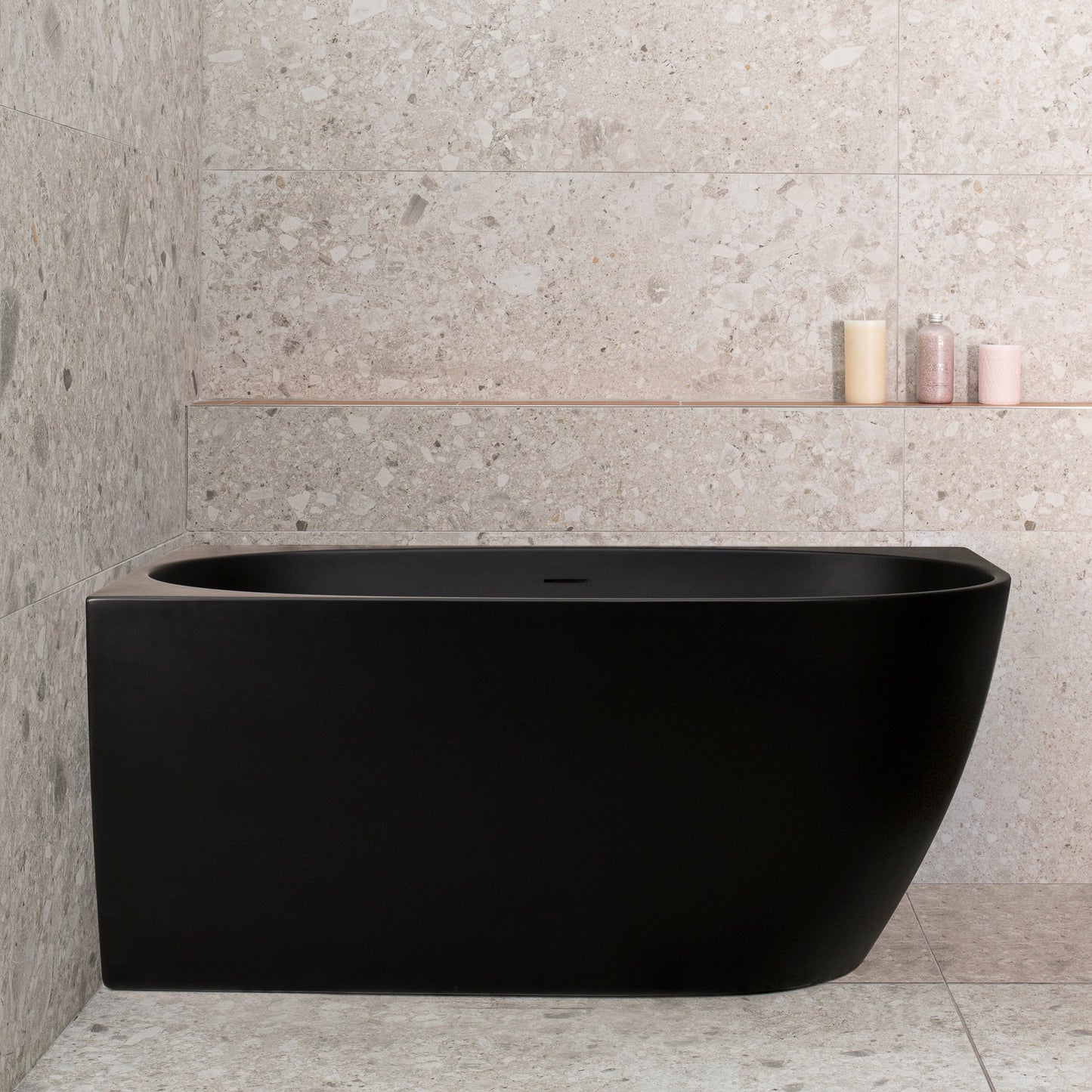 Byron Egg 51 inch Acrylic Freestanding Left Corner Bathtub, Matte Black
