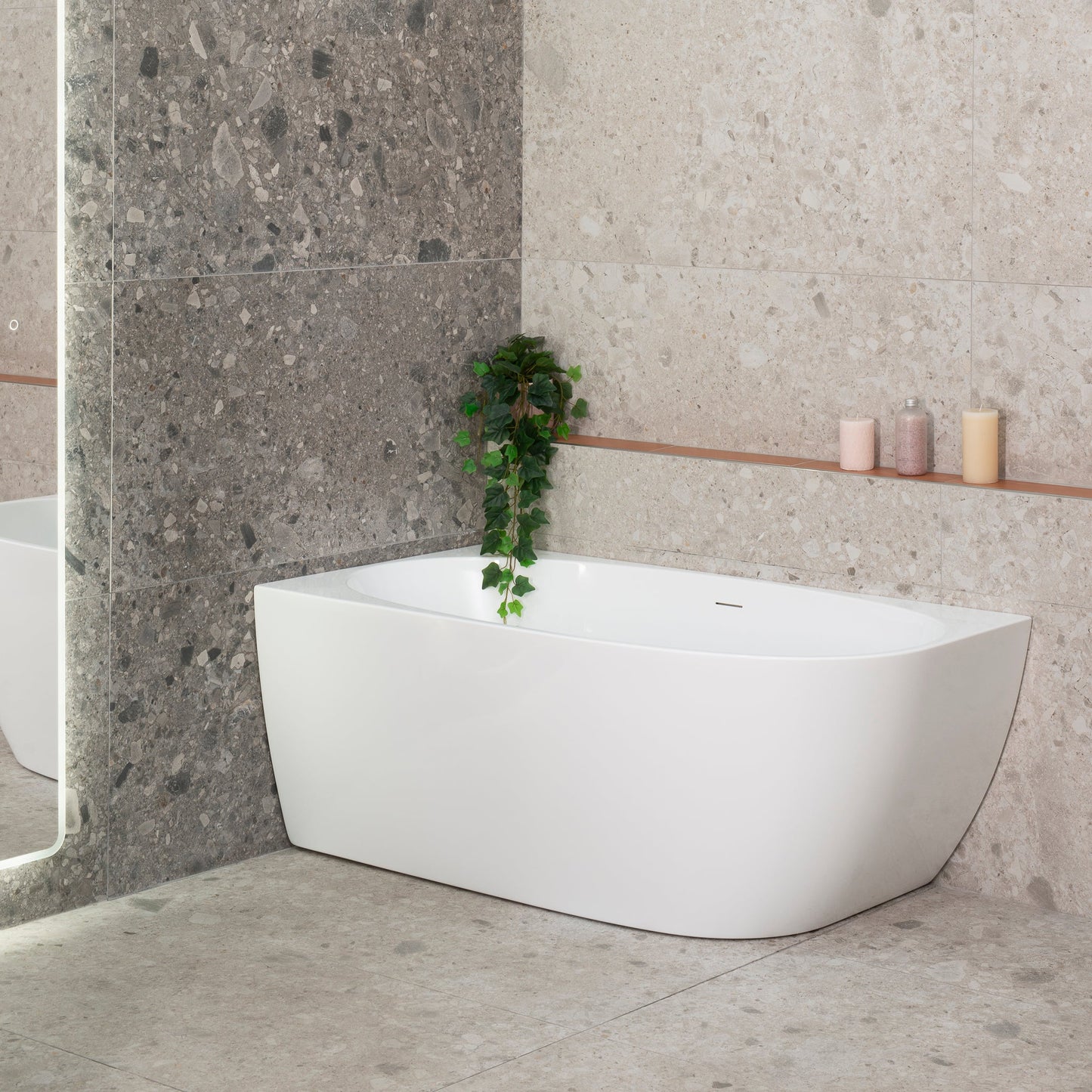 Byron Egg 55 inch Acrylic Freestanding Left Corner Bathtub, Gloss White