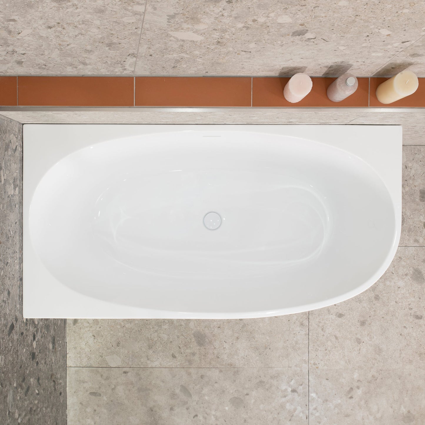 Byron Egg 55 inch Acrylic Freestanding Left Corner Bathtub, Gloss White