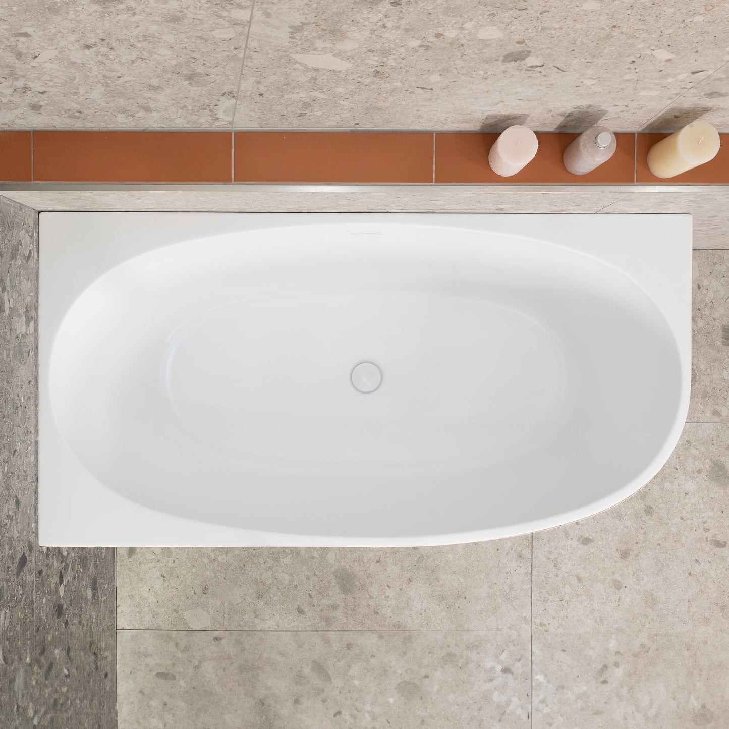 Byron Egg 55 inch Acrylic Freestanding Left Corner Bathtub, Matte White