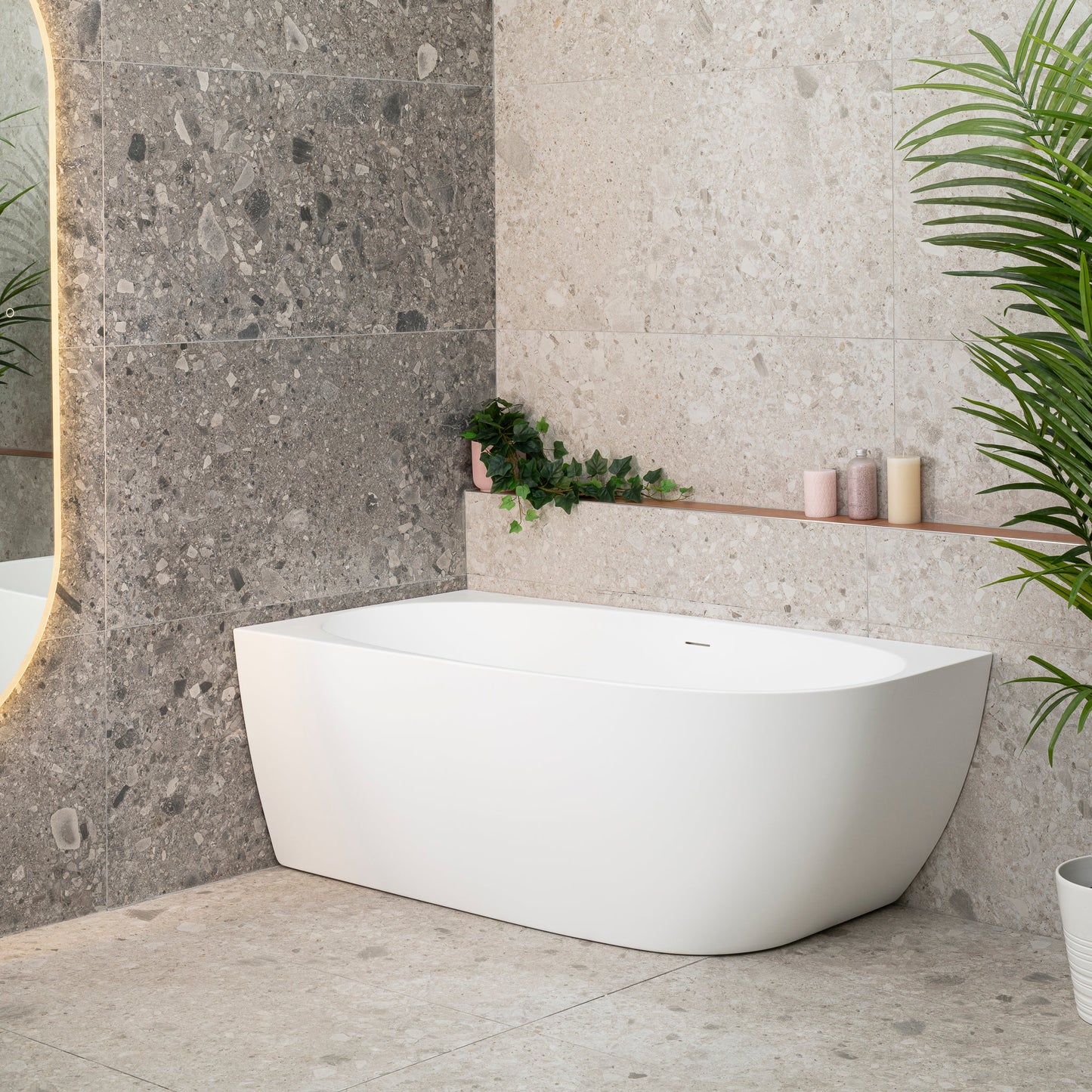 Byron Egg 59 inch Acrylic Freestanding Left Corner Bathtub, Gloss White