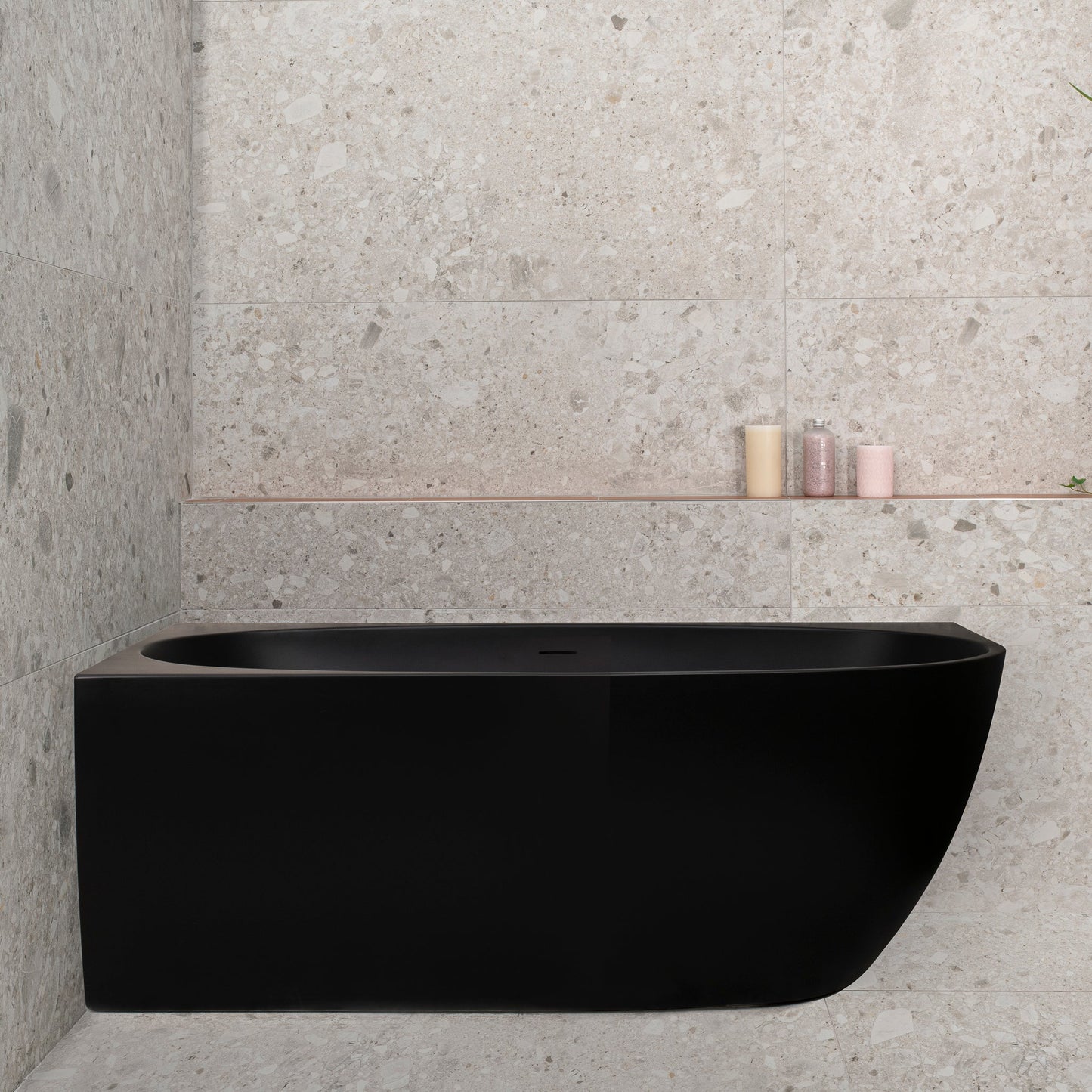 Byron Egg 59 inch Acrylic Freestanding Left Corner Bathtub, Matte Black