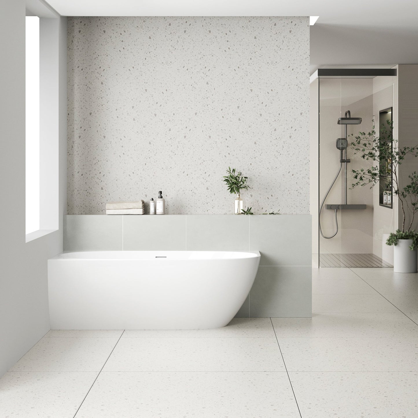Byron Egg 63 inch Acrylic Freestanding Left Corner Bathtub, Gloss White