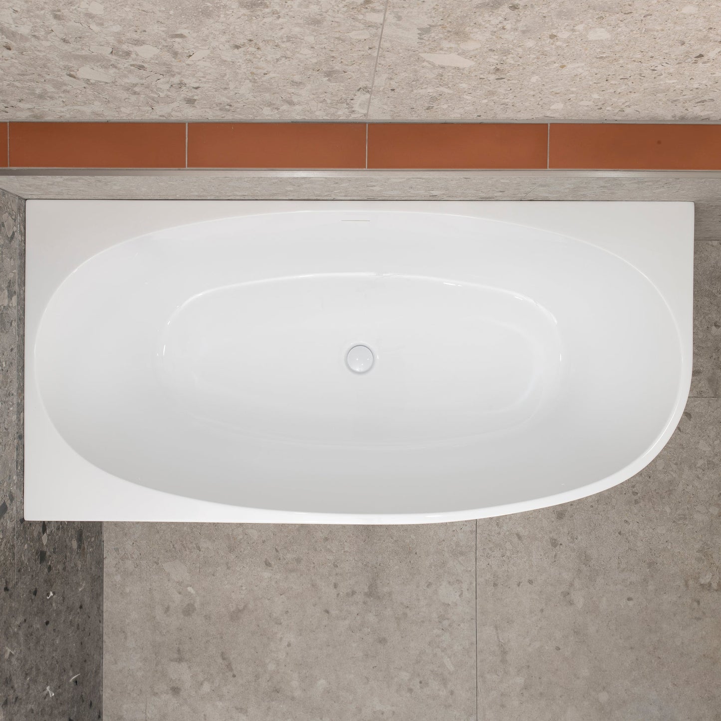 Byron Egg 63 inch Acrylic Freestanding Left Corner Bathtub, Gloss White