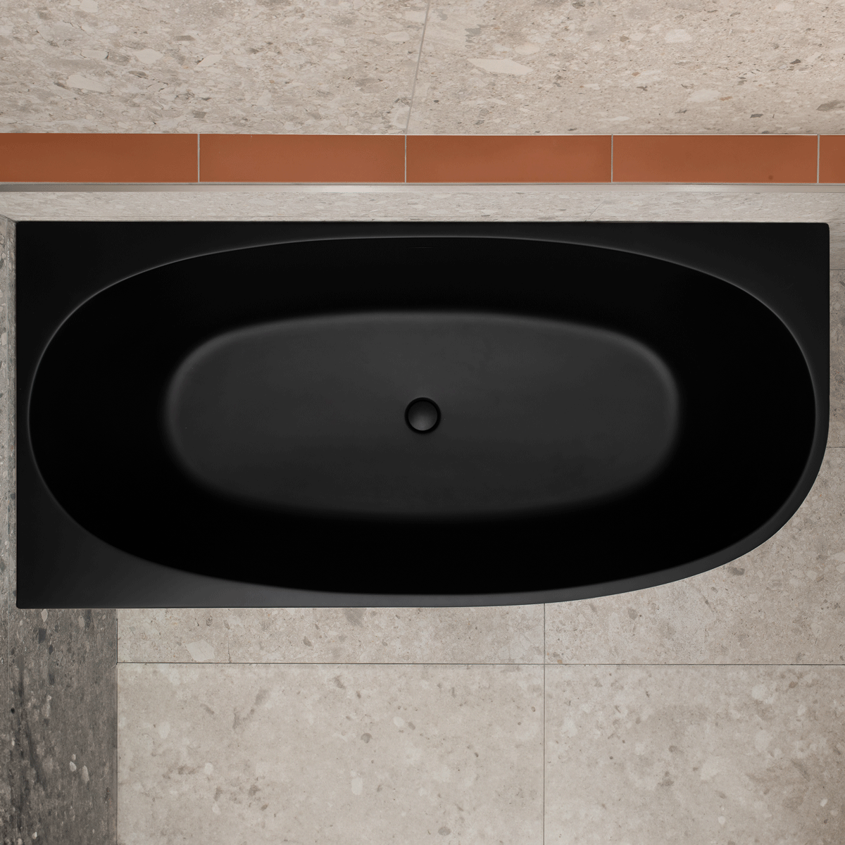 Byron Egg 67 inch Acrylic Freestanding Left Corner Bathtub, Matte Black