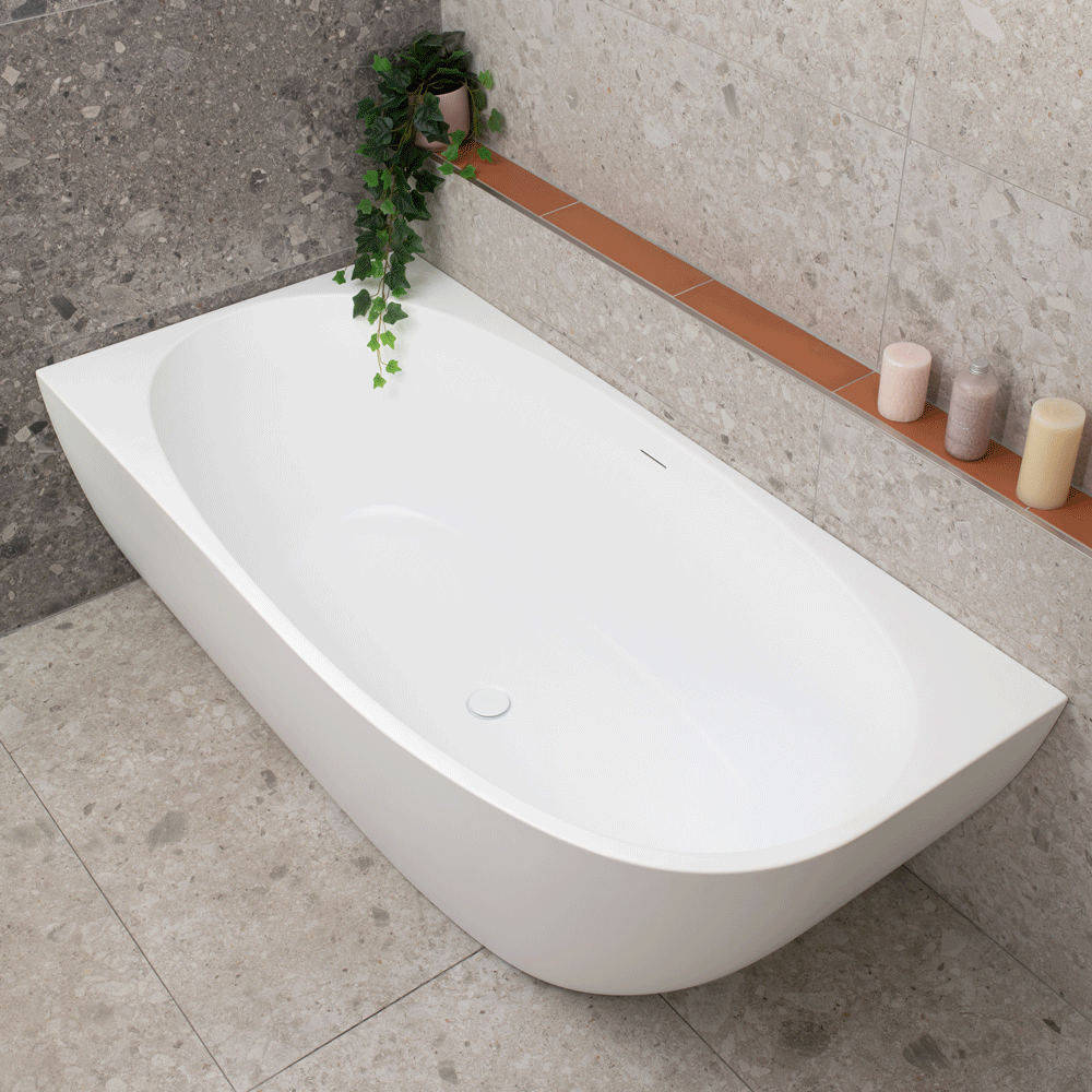 Byron Egg 67 inch Acrylic Freestanding Left Corner Bathtub, Matte White