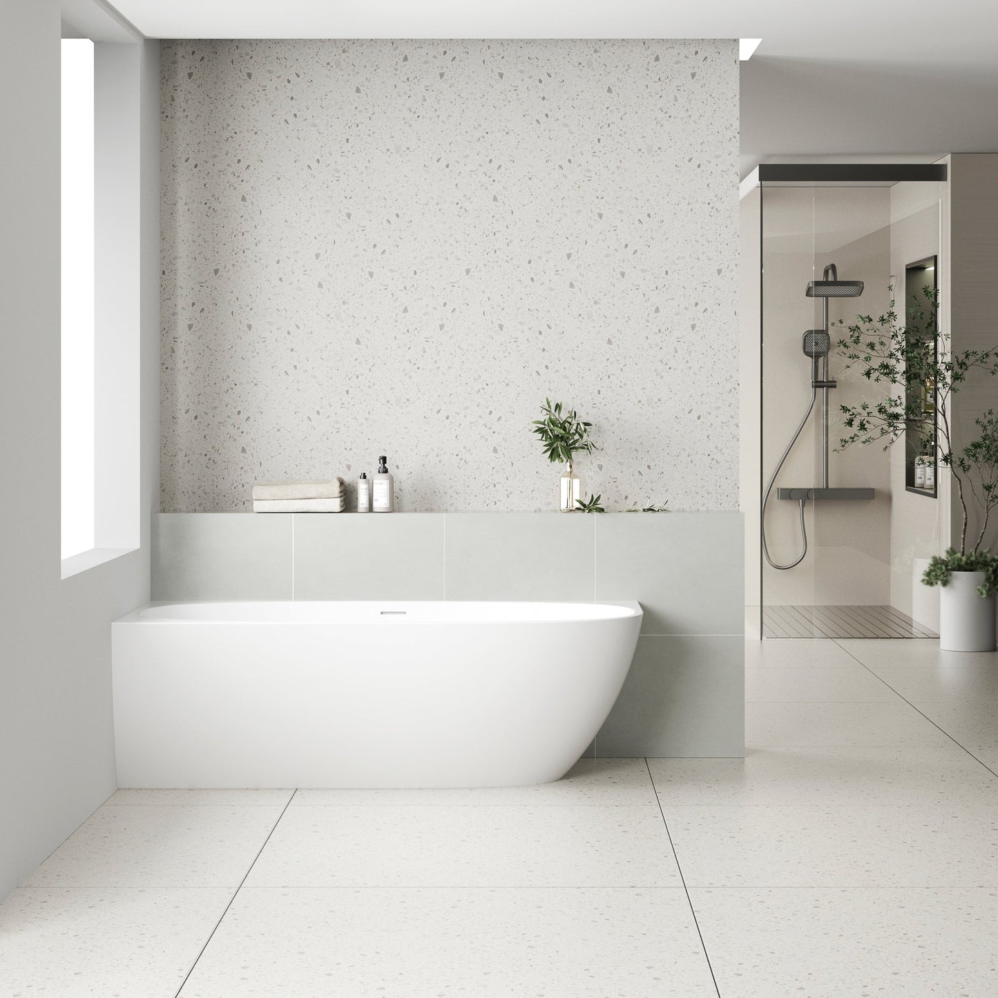 Byron Egg 67 inch Acrylic Freestanding Left Corner Bathtub, Matte White