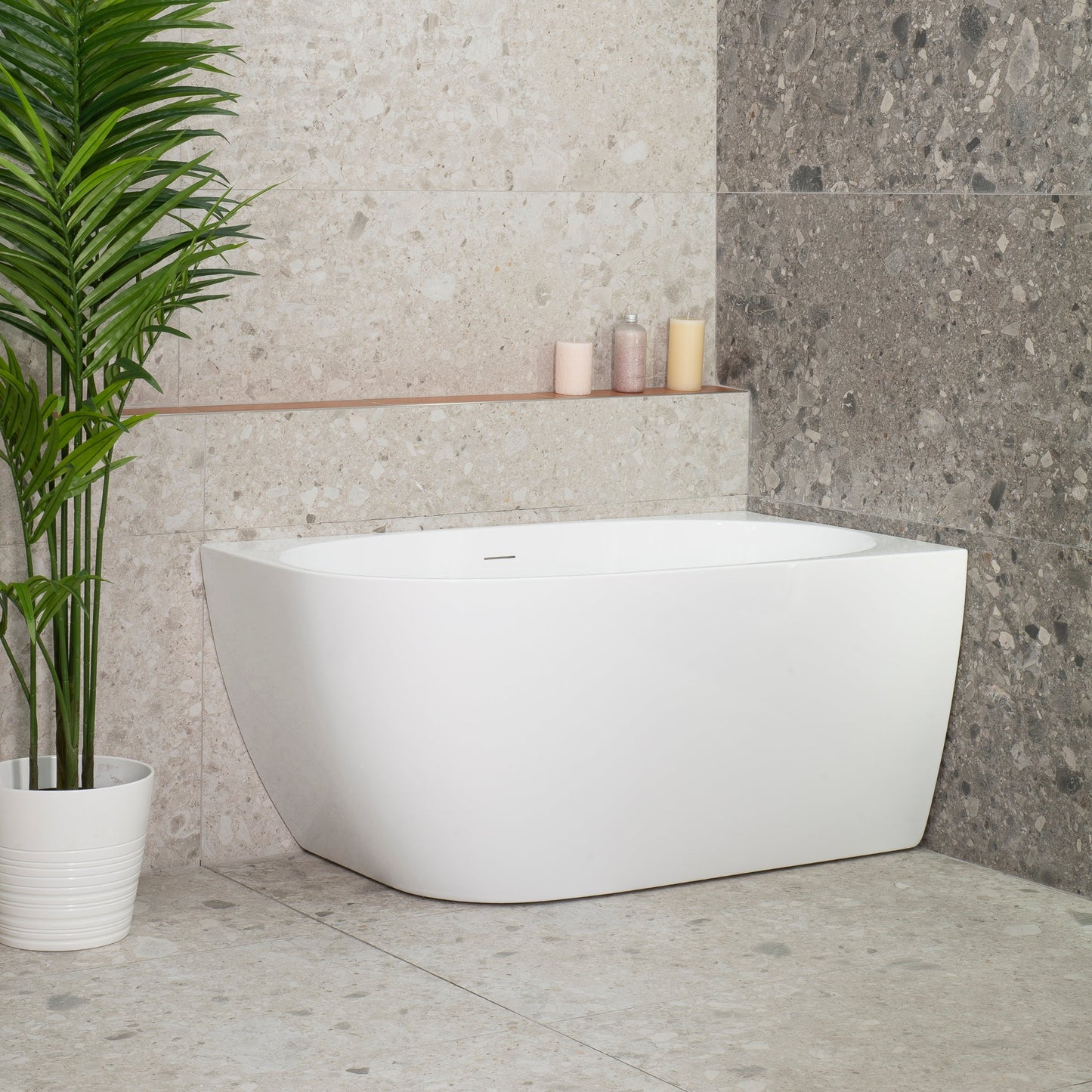 Byron Egg 47 inch Acrylic Freestanding Right Corner Bathtub, Gloss White