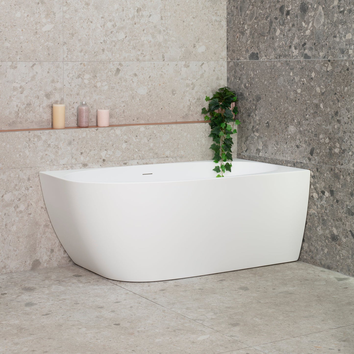 Byron Egg 55 inch Acrylic Freestanding Right Corner Bathtub, Matte White