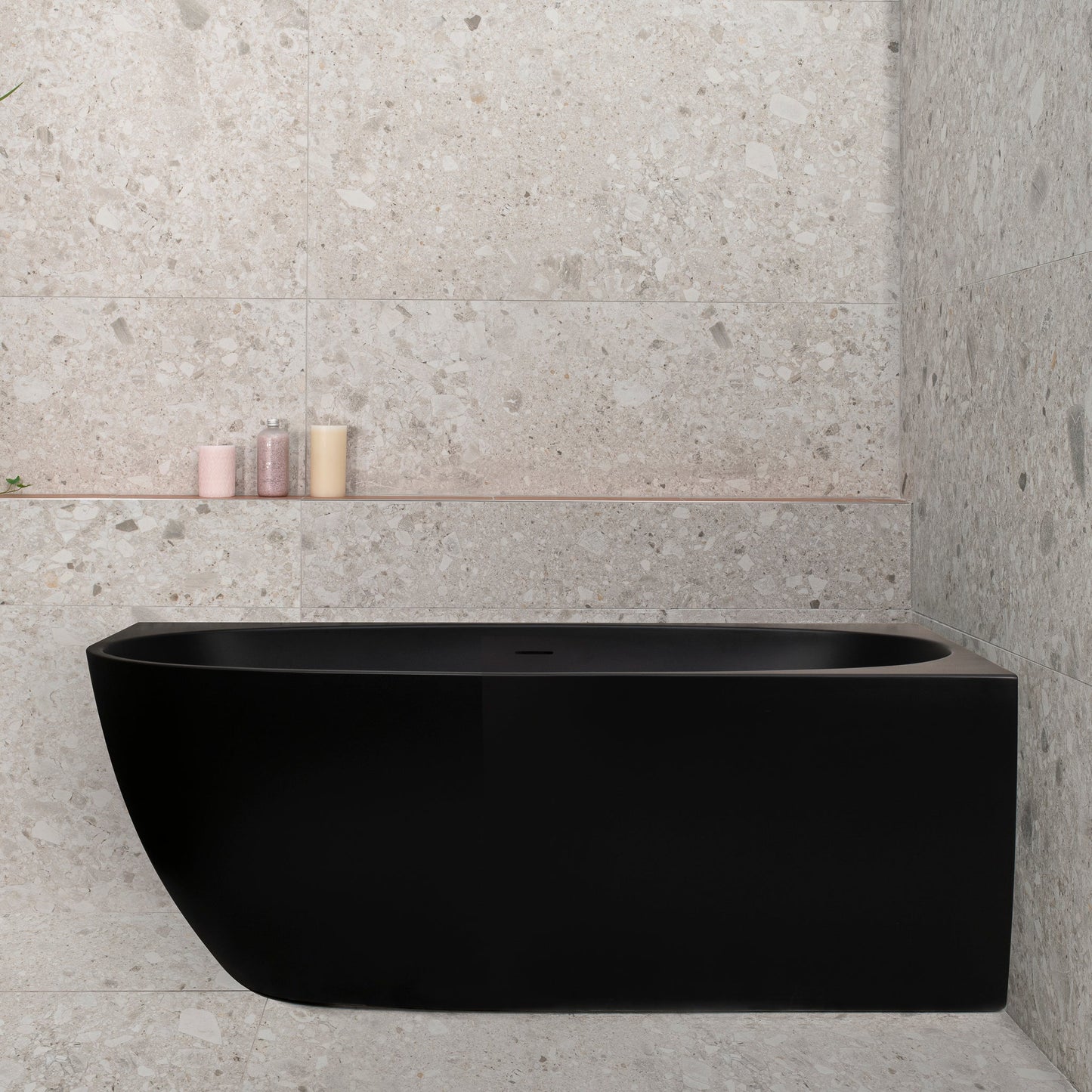 Byron Egg 59 inch Acrylic Freestanding Right Corner Bathtub, Matte Black