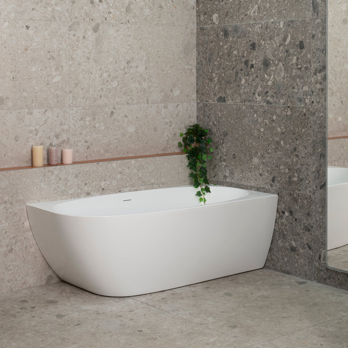 Byron Egg 63 inch Acrylic Freestanding Right Corner Bathtub, Gloss White