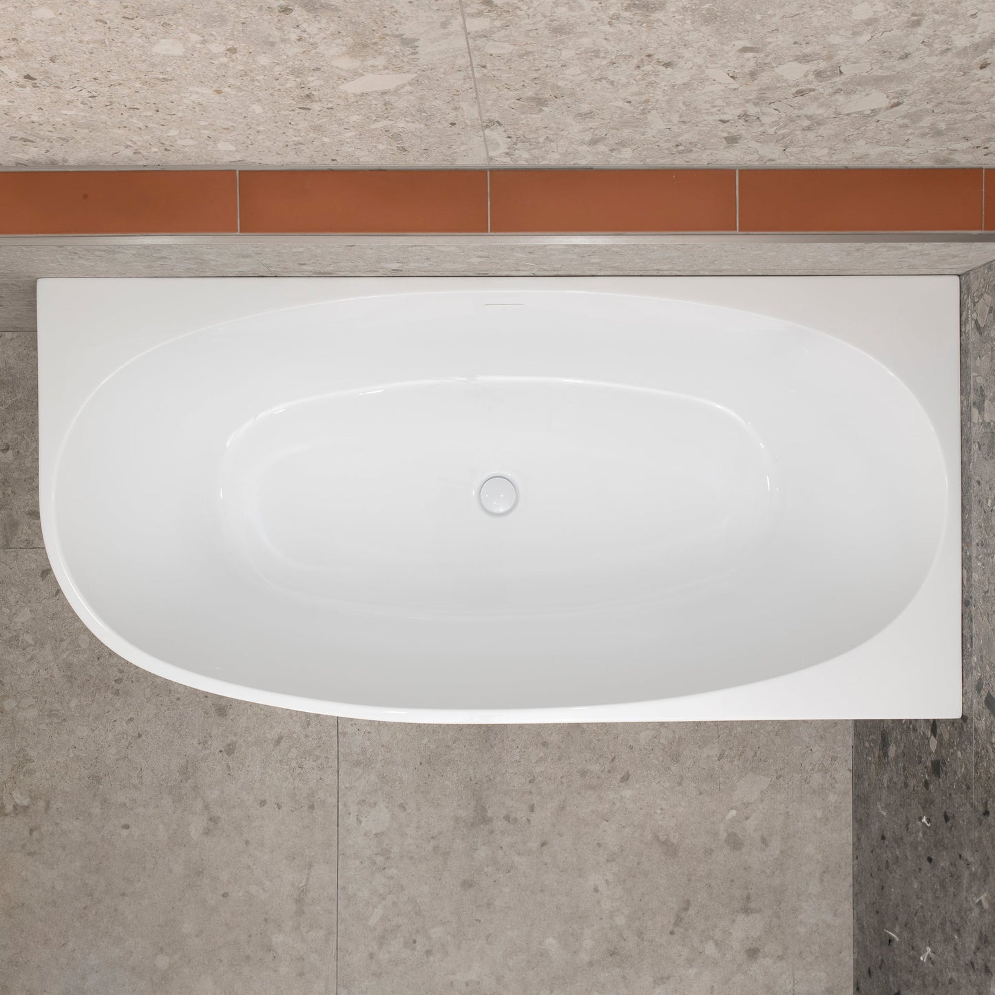 Byron Egg 63 inch Acrylic Freestanding Right Corner Bathtub, Gloss White