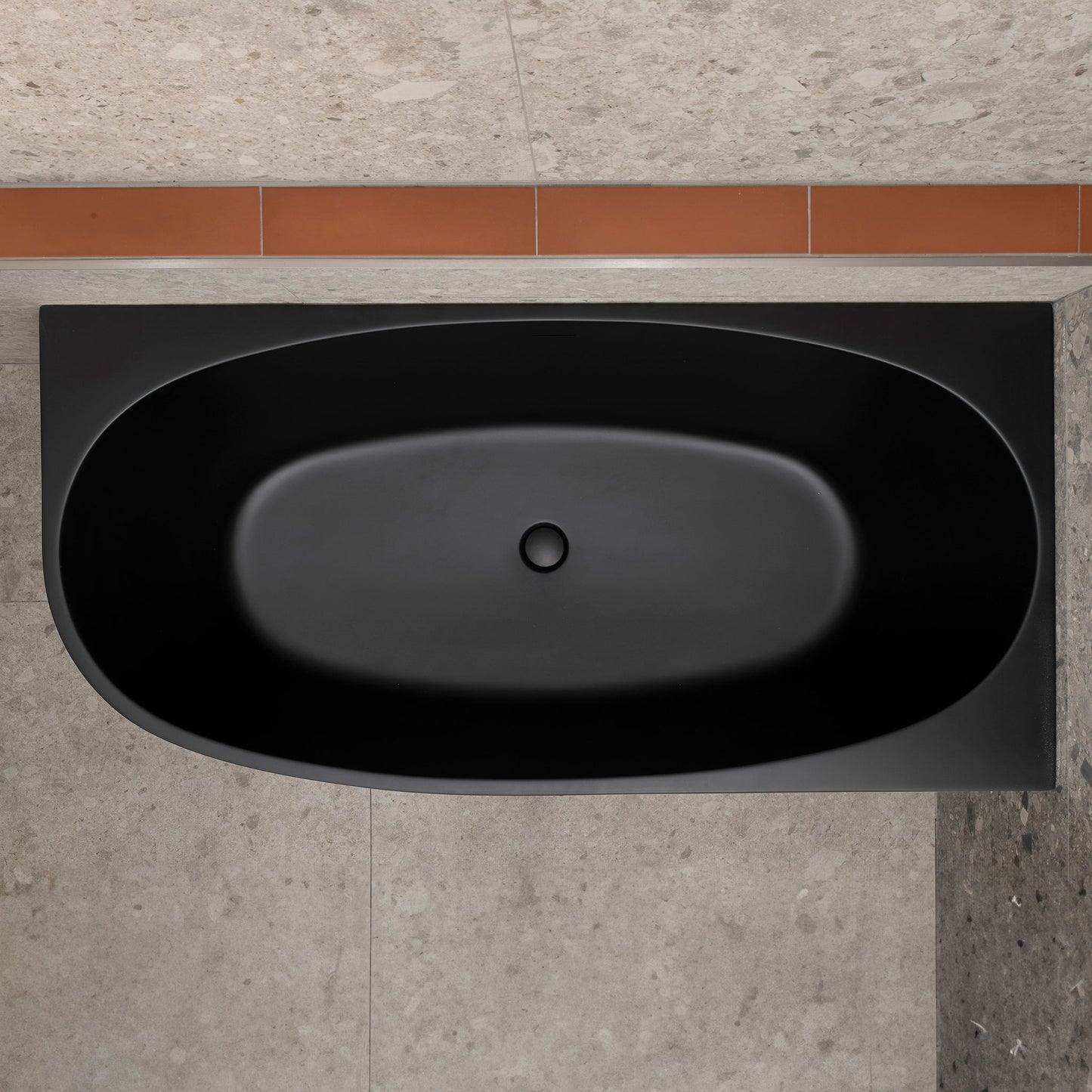 Byron Egg 63 inch Acrylic Freestanding Right Corner Bathtub, Matte Black