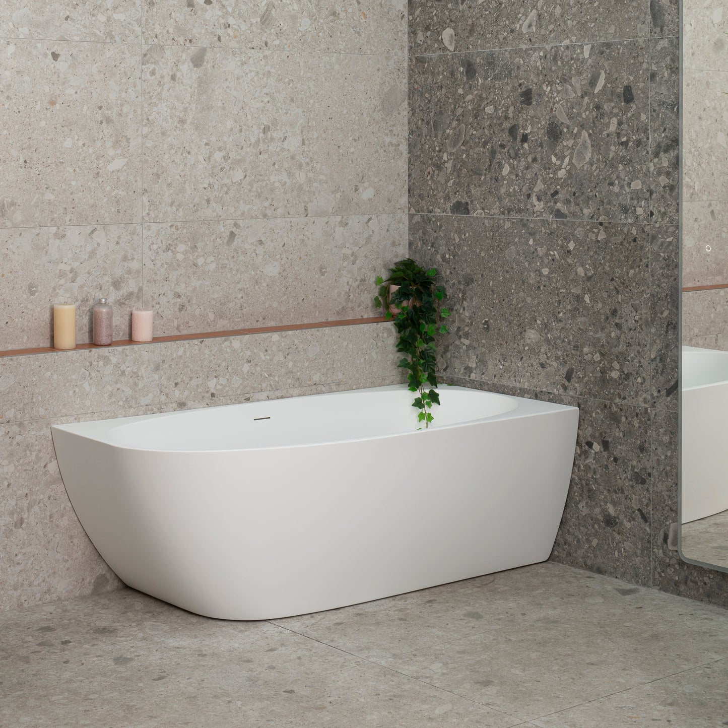 Byron Egg 63 inch Acrylic Freestanding Right Corner Bathtub, Matte White