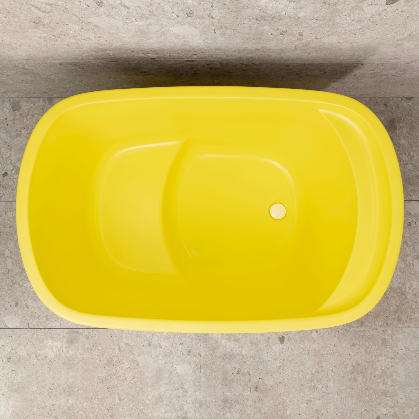 Ofuro 47 inch Acrylic Freestanding Extra Height Japanese Soaking Bathtub with Seat, Matte Lemon Meringue