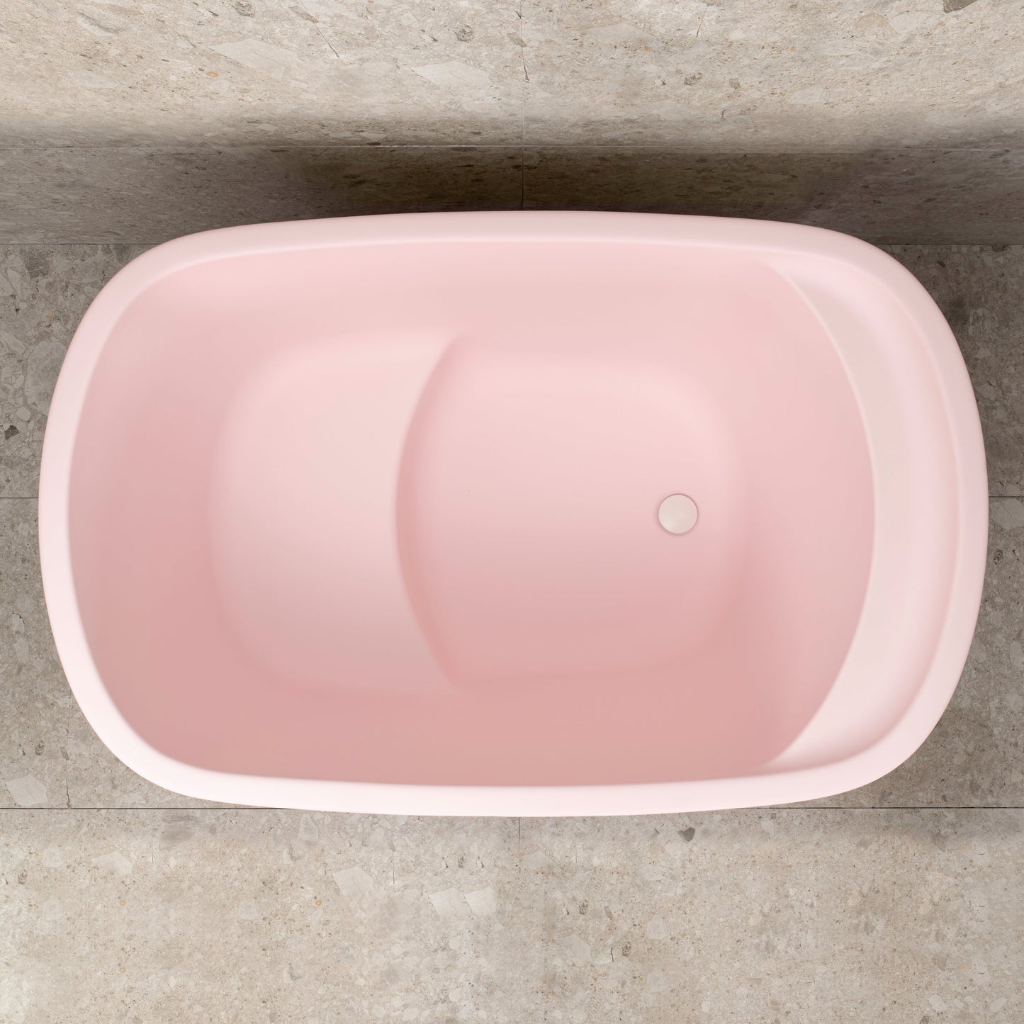 Ofuro 47 inch Acrylic Freestanding Extra Height Japanese Soaking Bathtub with Seat, Matte Light Pink