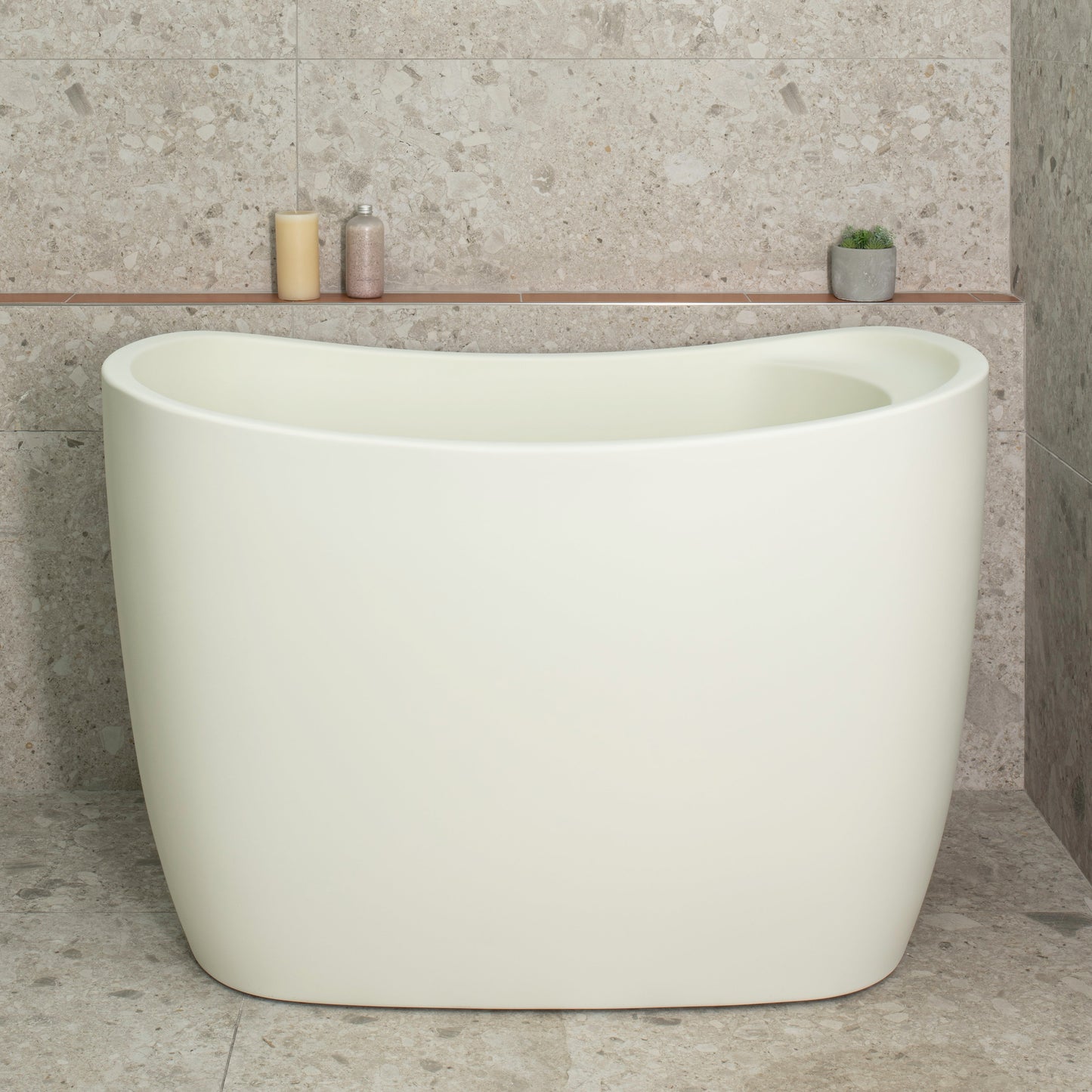 Ofuro 47 inch Acrylic Freestanding Extra Height Japanese Soaking Bathtub with Seat, Matte Light Pistachio