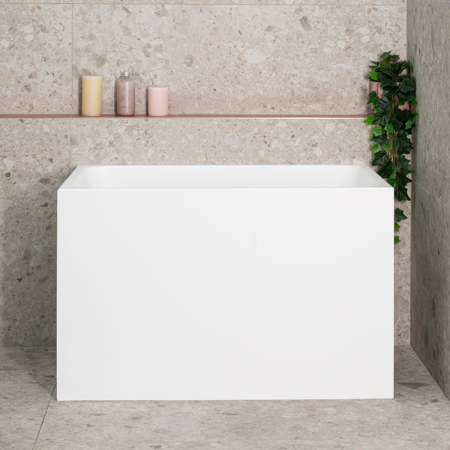 Cubix Extra Height 39 inch Acrylic Freestanding Japanese Soaking Bathtub, Matte White