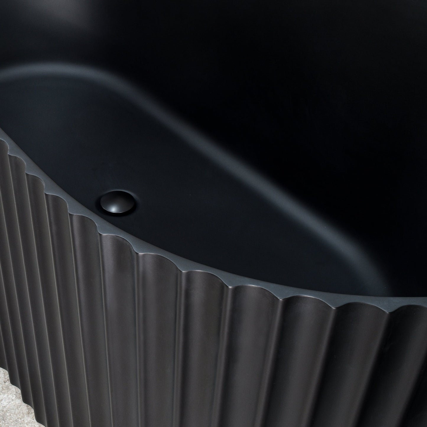 Agora Groove 67 inch Acrylic Freestanding Fluted Oval Bathtub Matte Black
