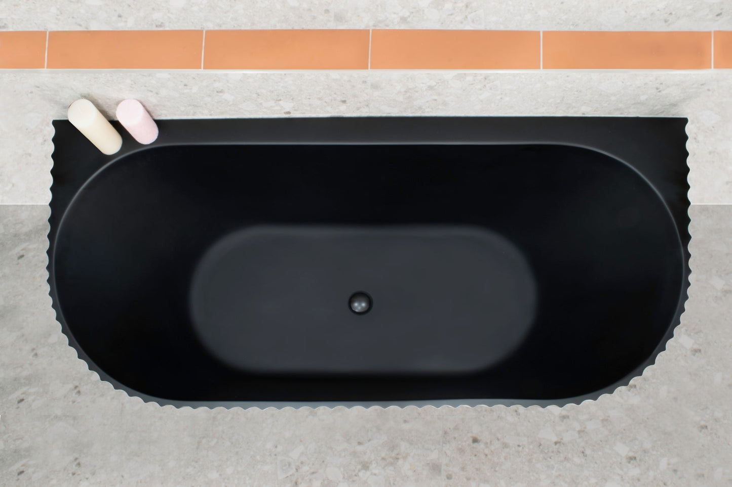 Agora Groove 59 inch Acrylic Freestanding Back to Wall Bathtub, Matte Black