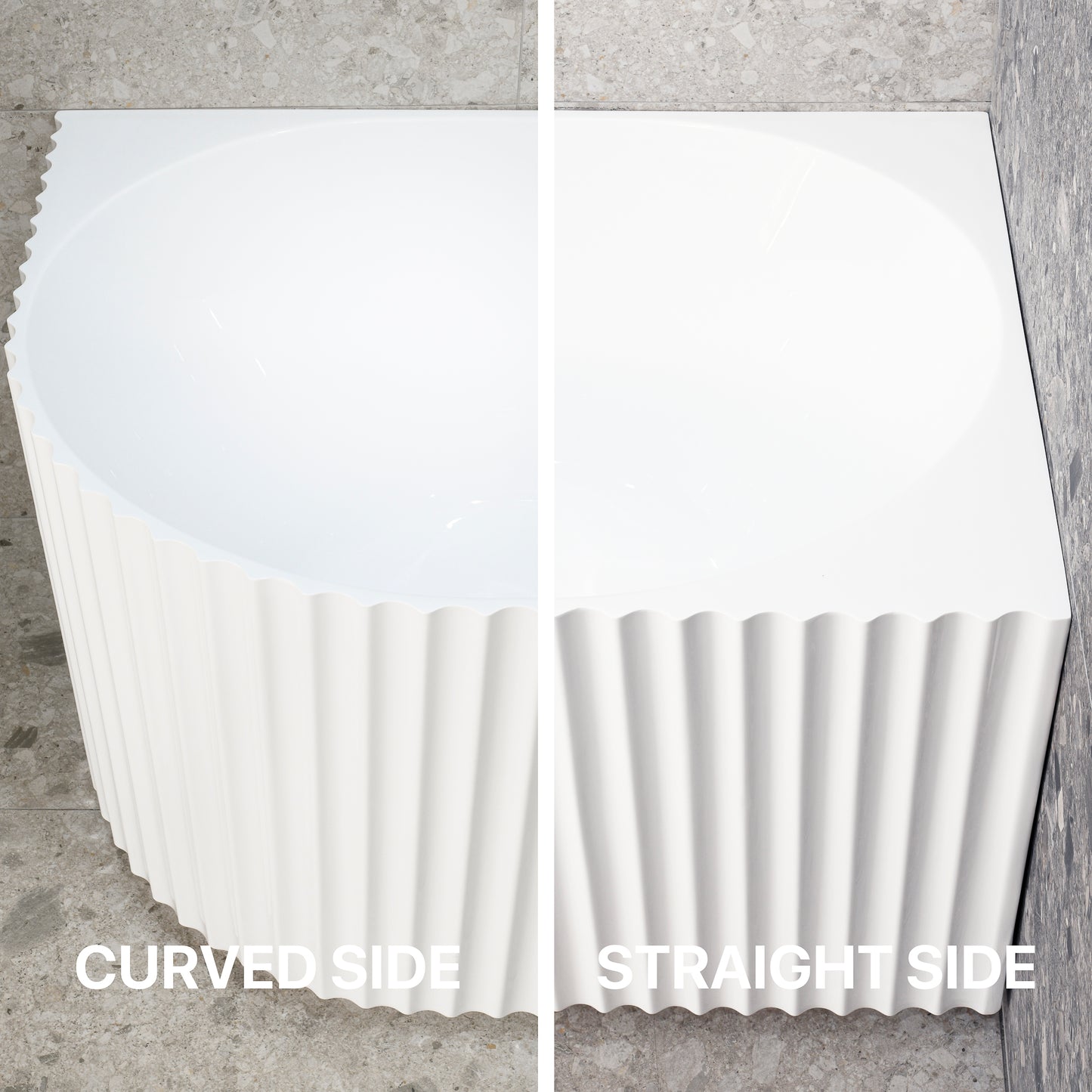 Agora Groove 59 inch Acrylic Freestanding Right Corner Bathtub, Matte White