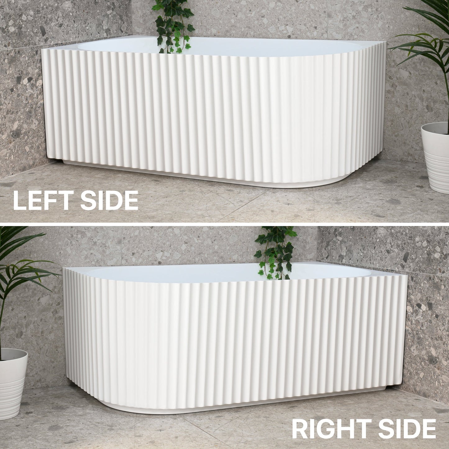 Agora Groove 59 inch Acrylic Freestanding Left Corner Bathtub, Matte White