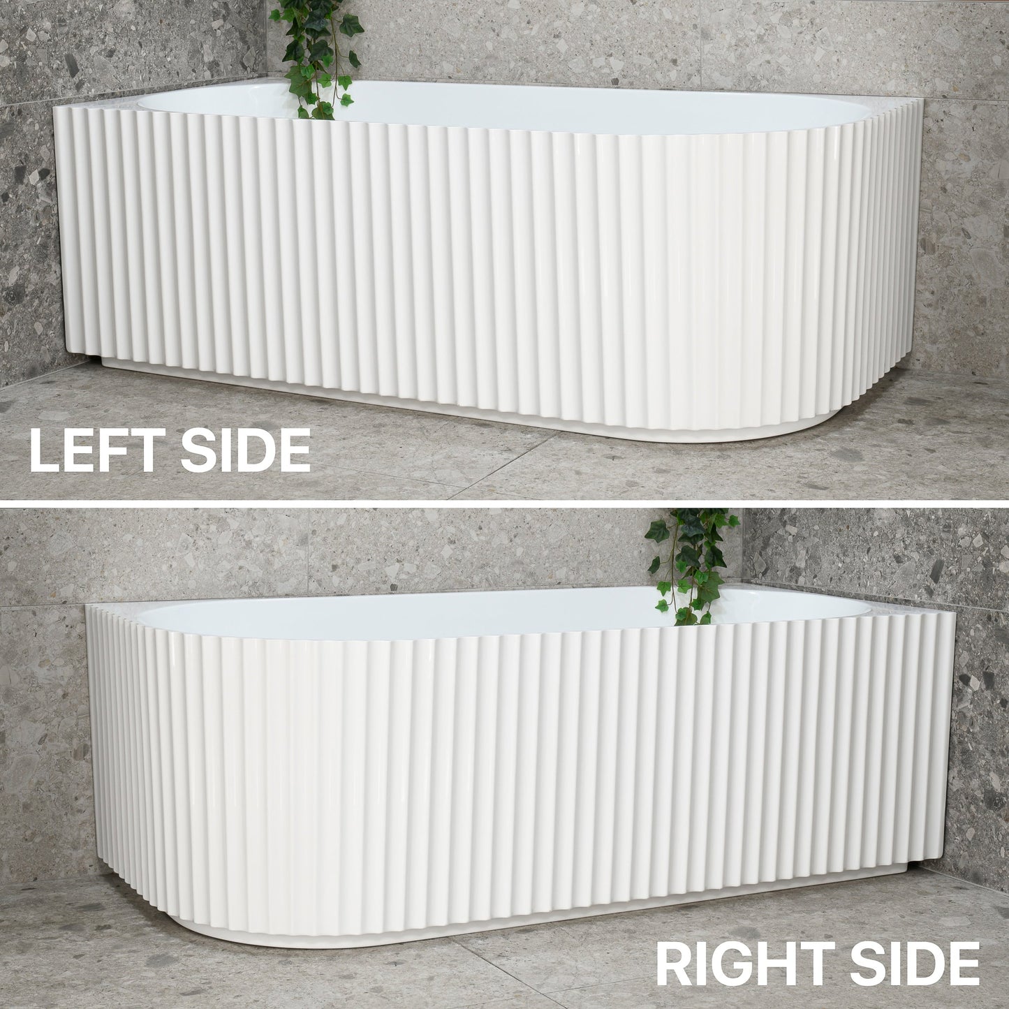 Agora Groove 67 inch Acrylic Freestanding Right Corner Bathtub, Gloss White