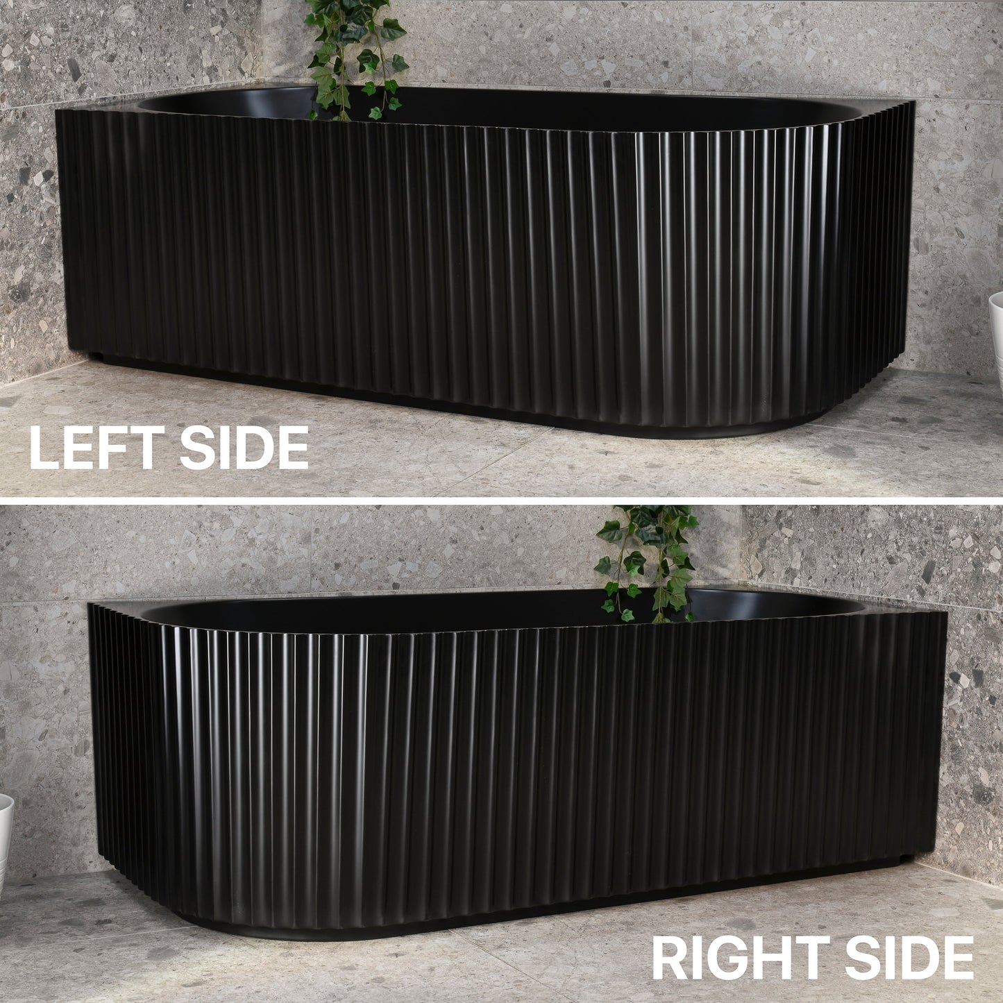 Agora Groove 67 inch Acrylic Freestanding Left Corner Bathtub, Matte Black