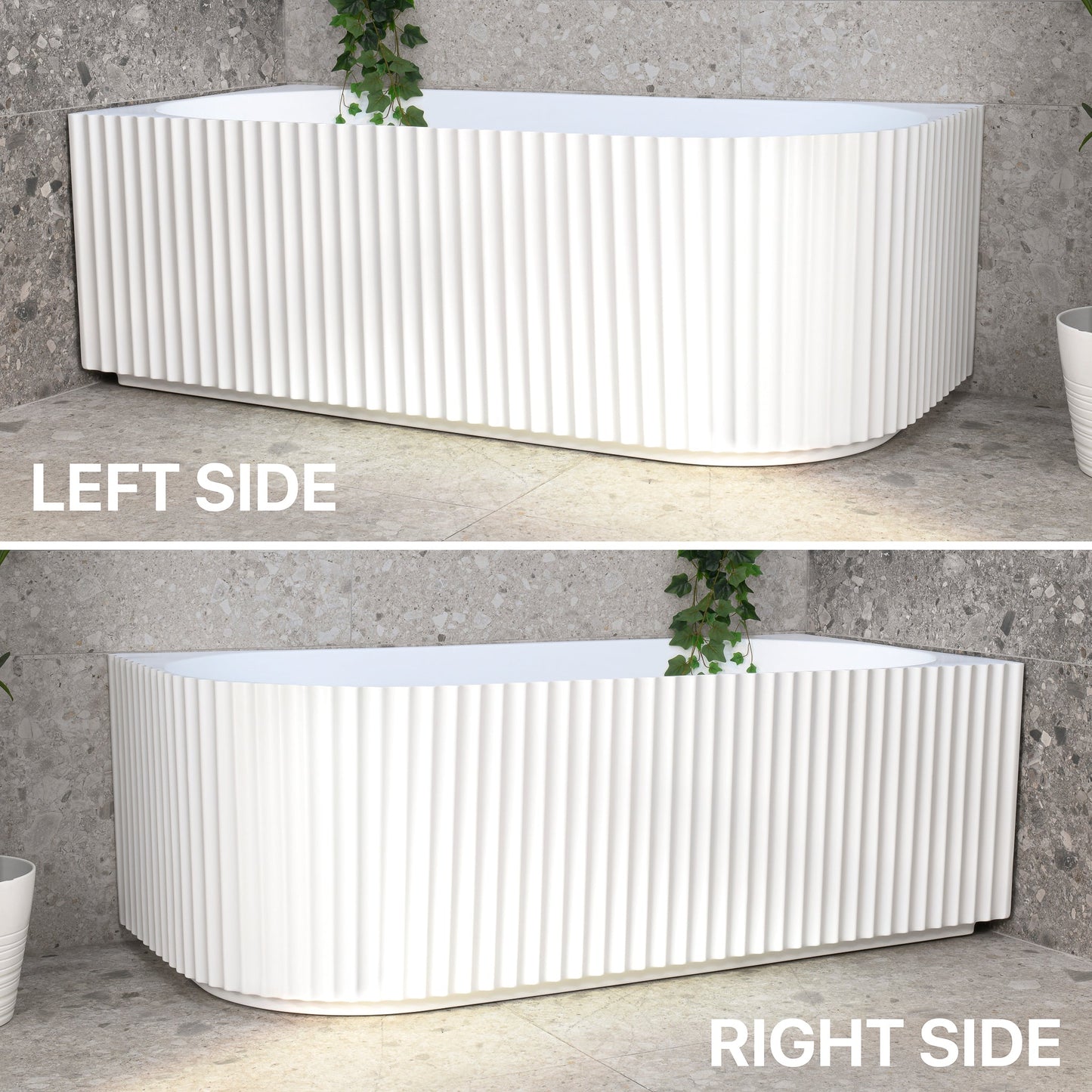 Agora Groove 67 inch Acrylic Freestanding Left Corner Bathtub, Matte White