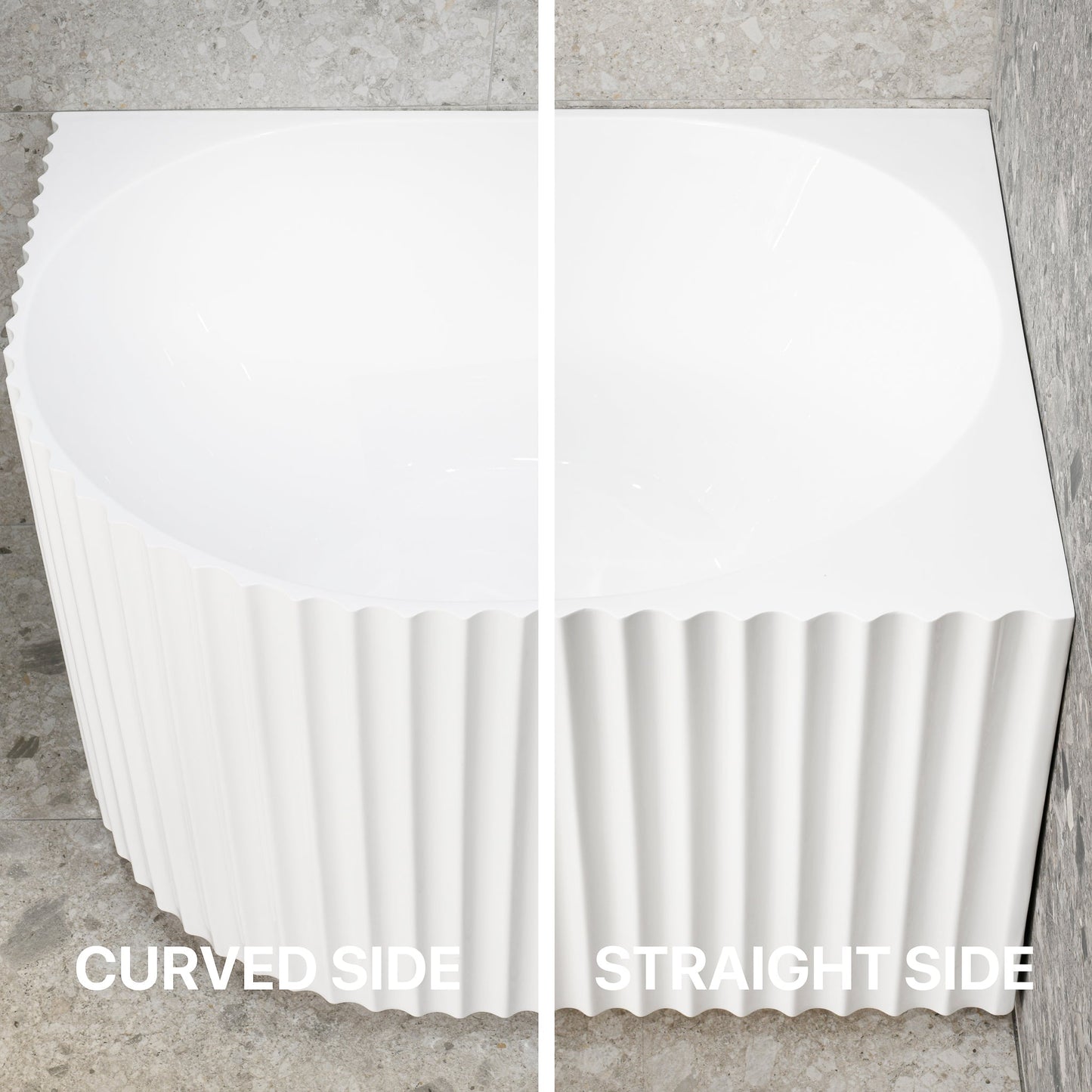 Agora Groove 67 inch Acrylic Freestanding Right Corner Bathtub, Matte White