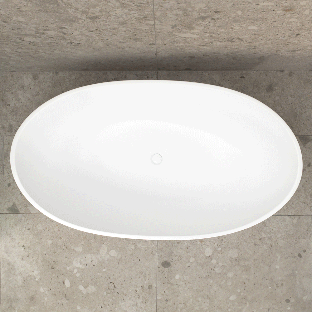 Wave Oval 63 inch Acrylic Freestanding Wide Bathtub, Matte White