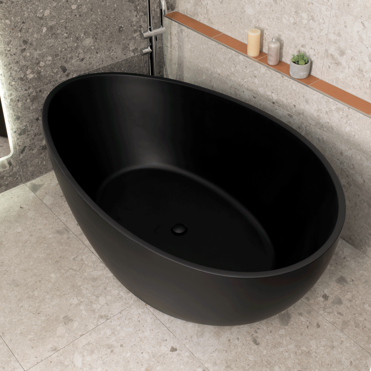 Nami Oval 71 inch Wide Acrylic Freestanding Bath, Matte Black